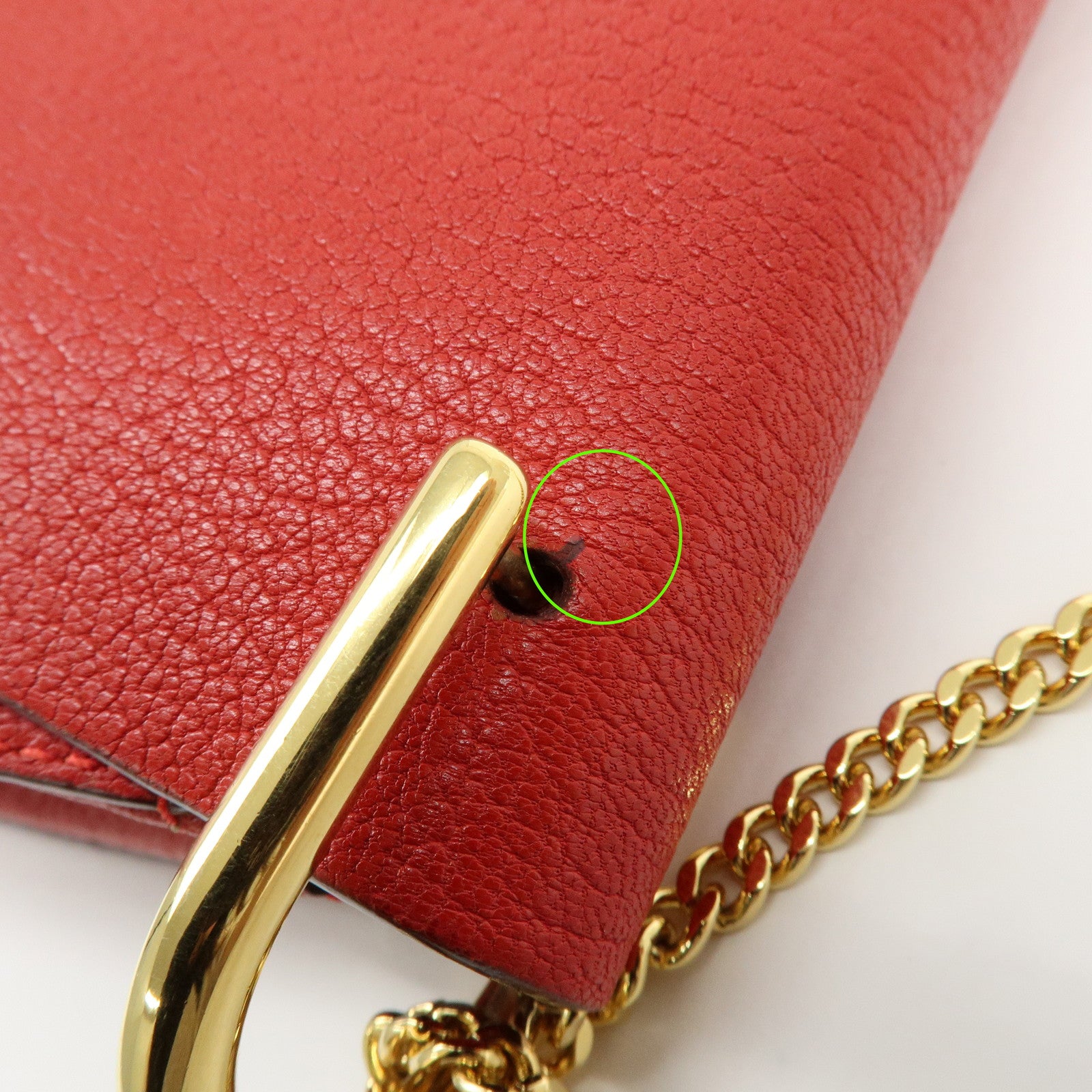 Chloe Drew Leather Chain Shoulder Bag Crossbody Bag Red