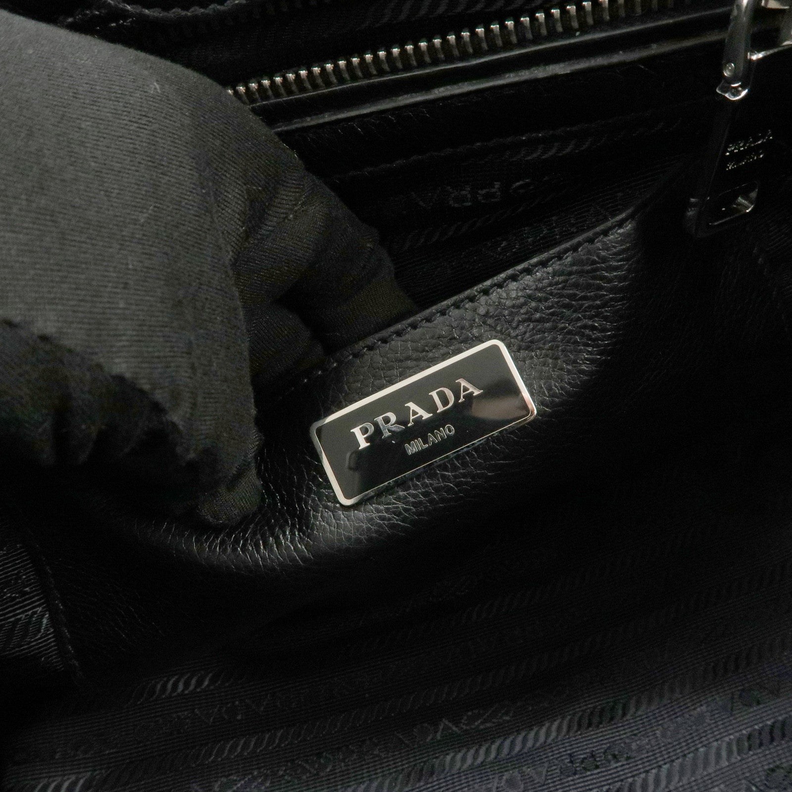 PRADA Triangle Logo Leather 2Way Bag Hand Bag Shoulder Bag B2625V