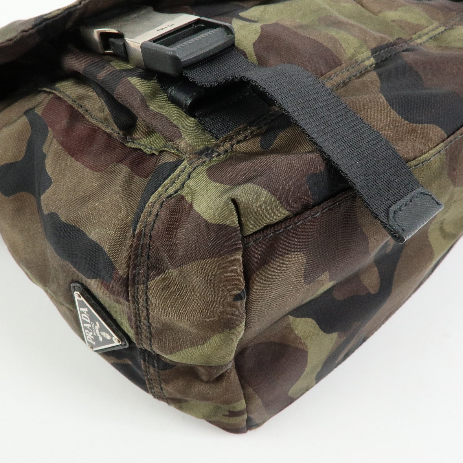 PRADA Triangle Logo Camouflage Nylon Saffiano Leather Shoulder Bag