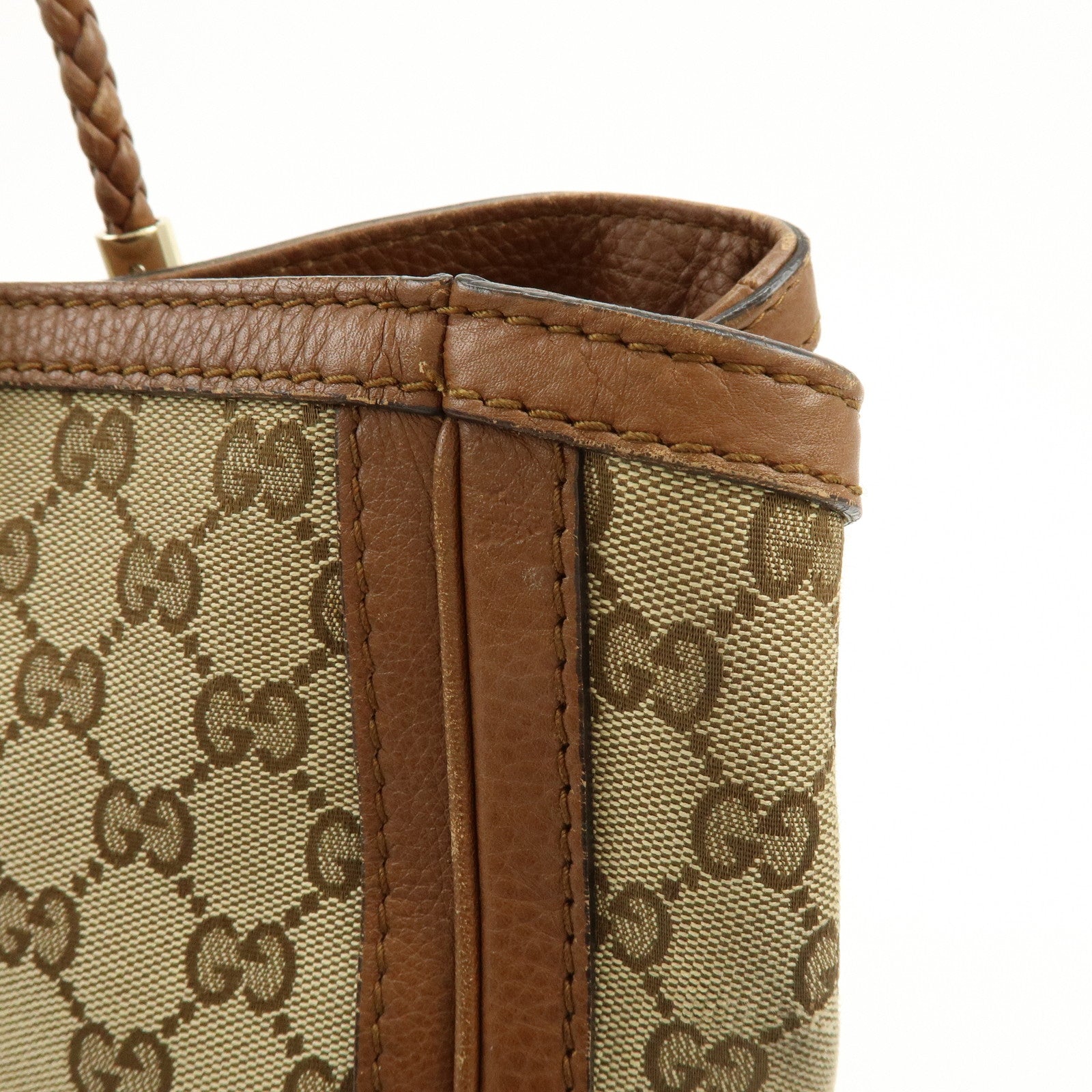 GUCCI Bamboo GG Canvas Leather Tote Bag Hand Bag Brown 269945