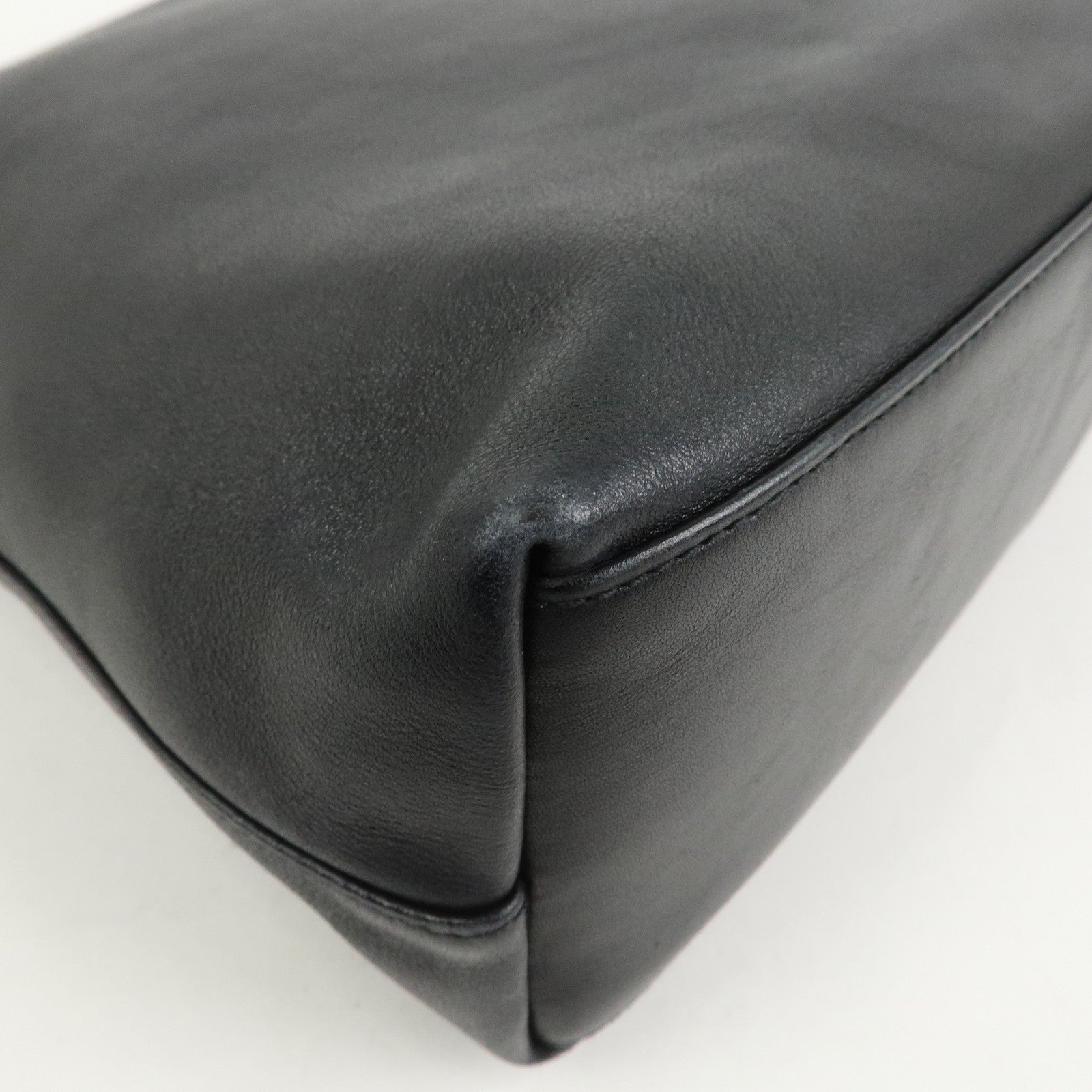 GUCCI Bamboo Leather Shoulder Bag Hand Bag Black 001・3244