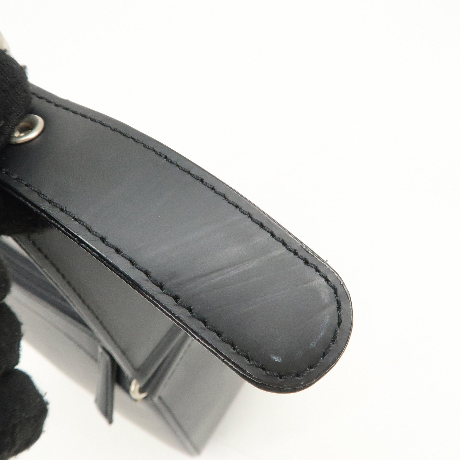 BURBERRY Logo Leather Shoulder Bag Hand Bag Nova Plaid Black Used