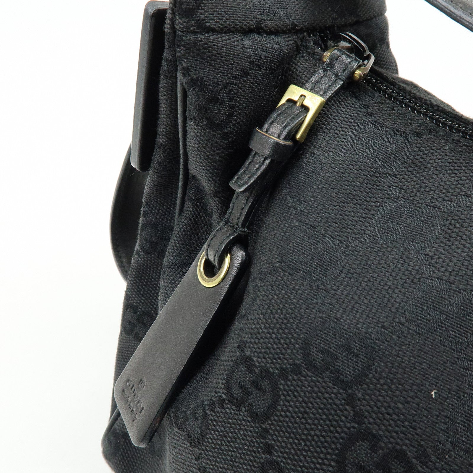 GUCCI GG Canvas Leather Shoulder Bag Hand Bag Black 92699