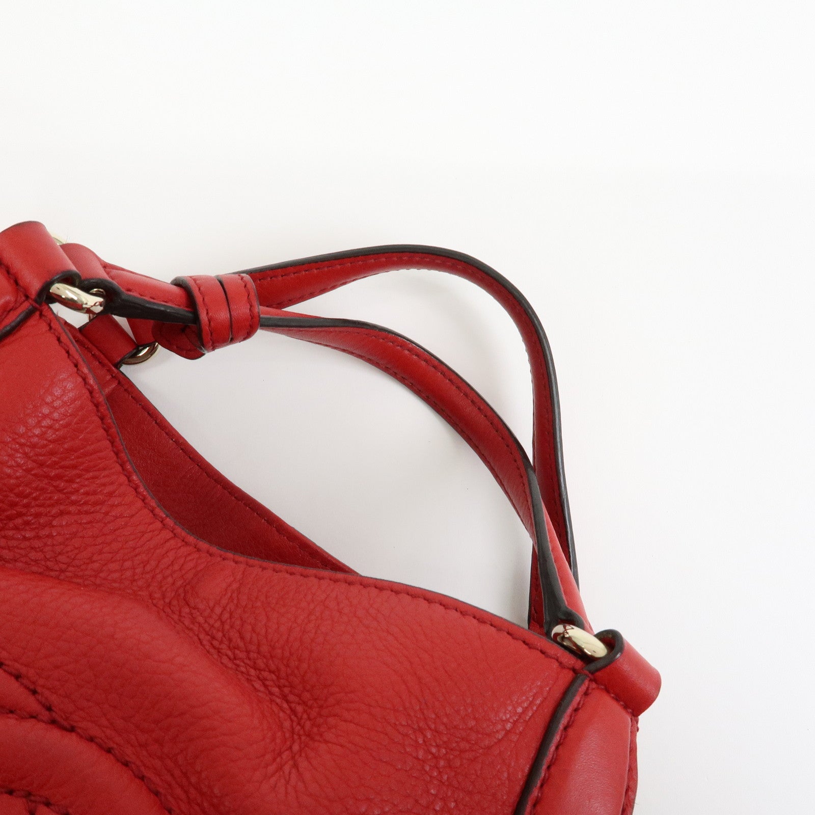 GUCCI SOHO Interlocking G Leather 2Way Bag Hand Bag Red 336751