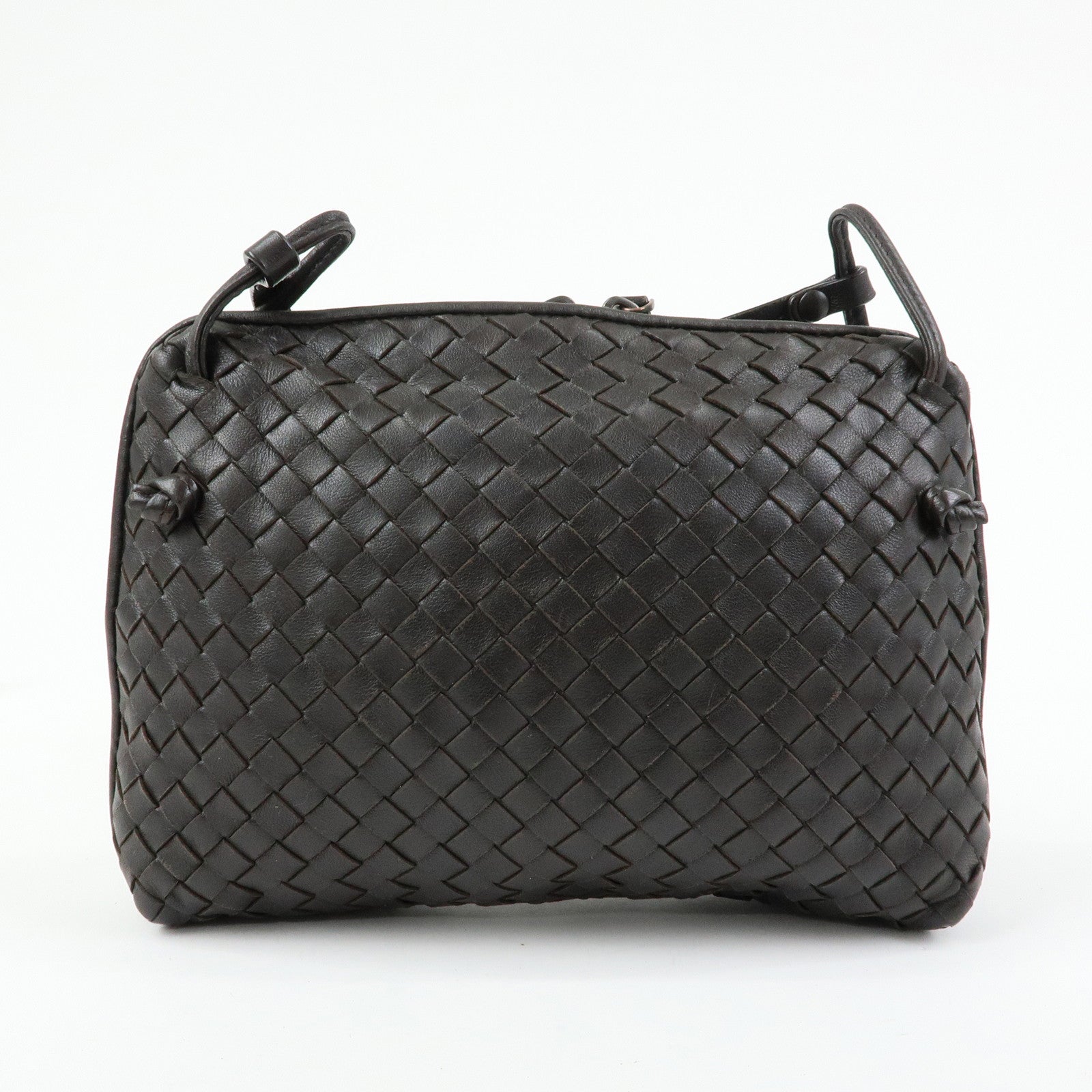 BOTTEGA VENETA Intrecciato Nodini Leather Shoulder Bag Brown 245354