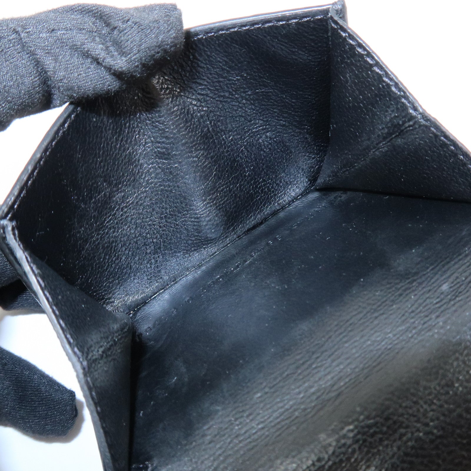 BALENCIAGA CASH Leather Tri-fold Wallet Compact Wallet Black