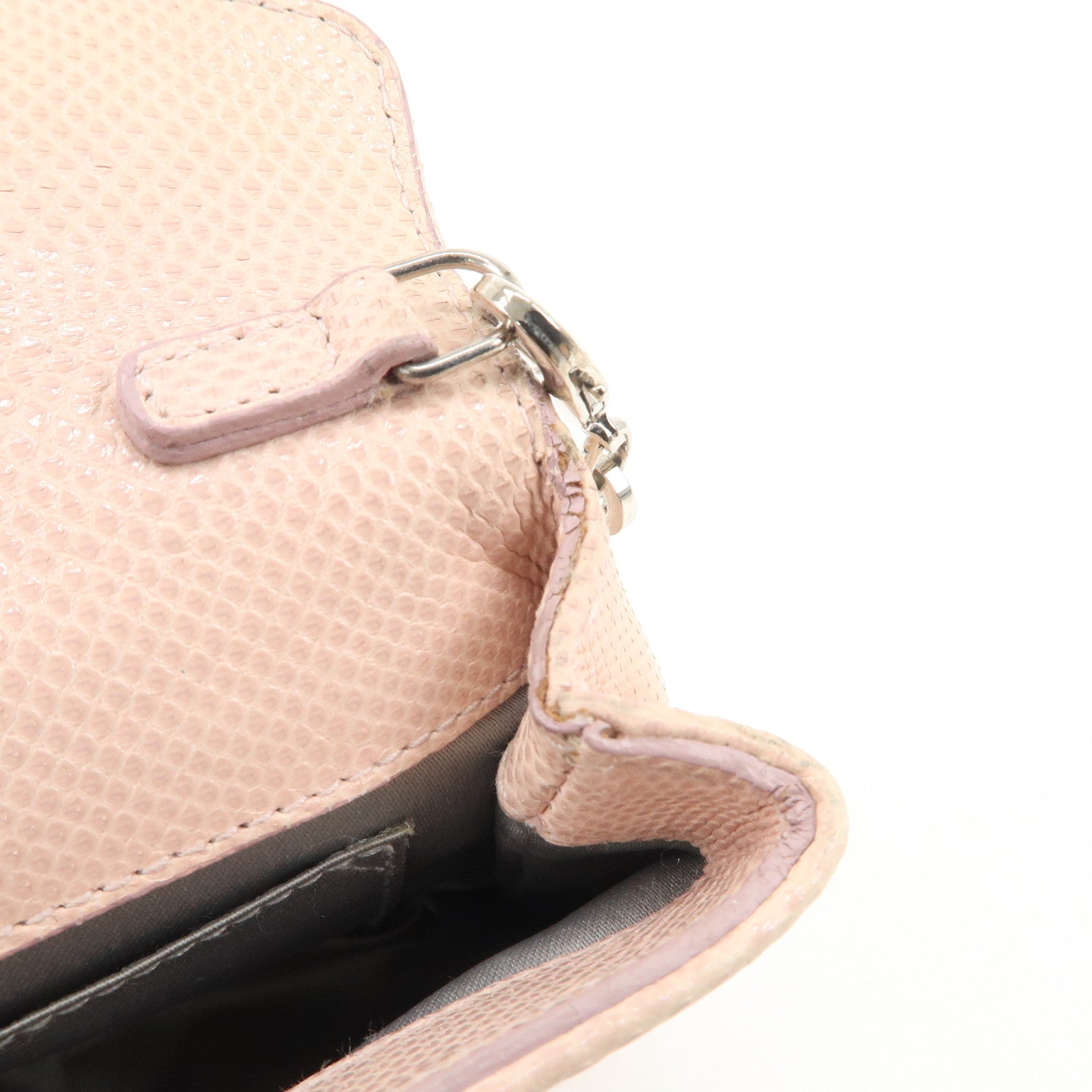 Ferragamo Gancini Leather Chain Hand Bag Shoulder Bag Pink