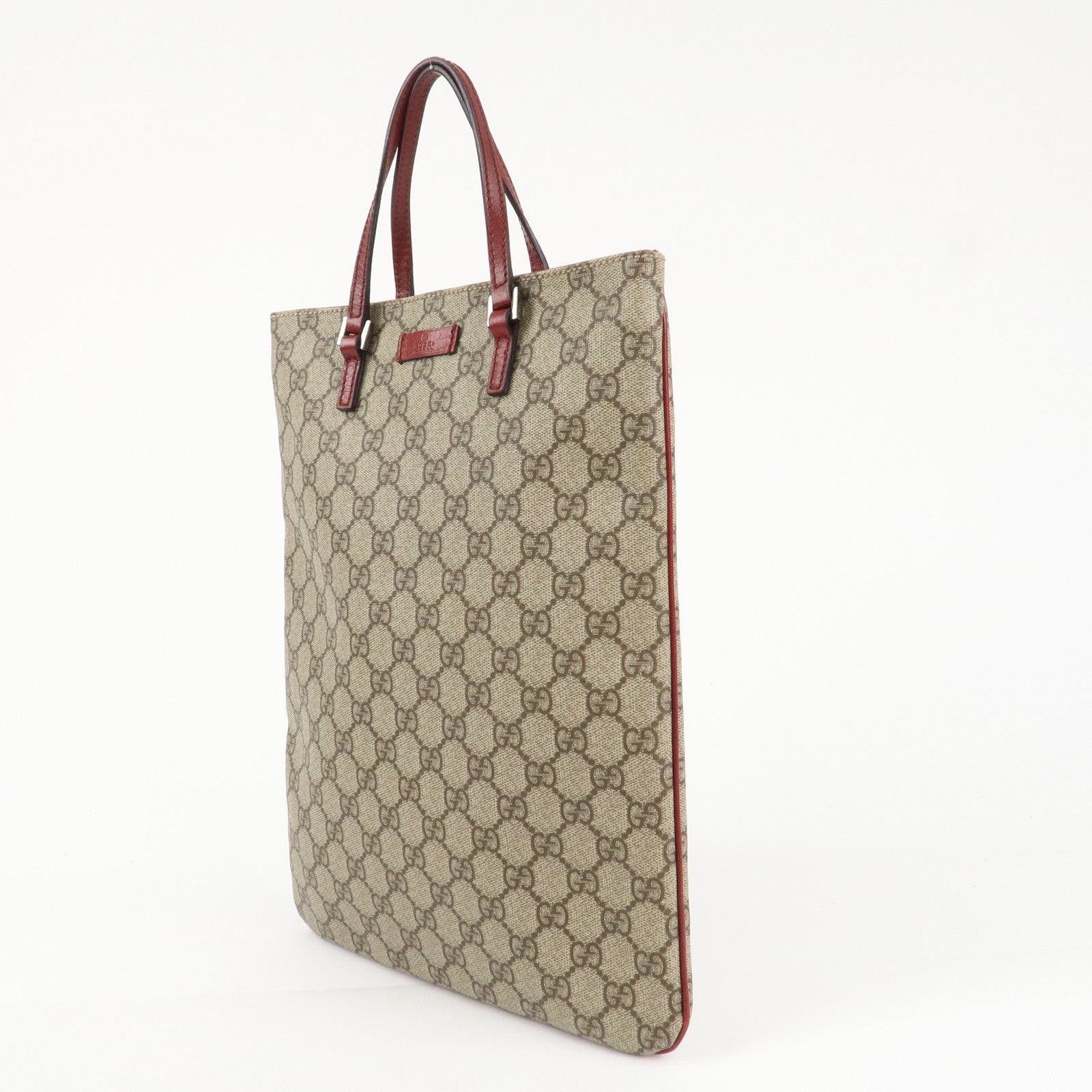 GUCCI Gucci GG Supreme Leather Tote Bag Hand Bag Beige Red 117551
