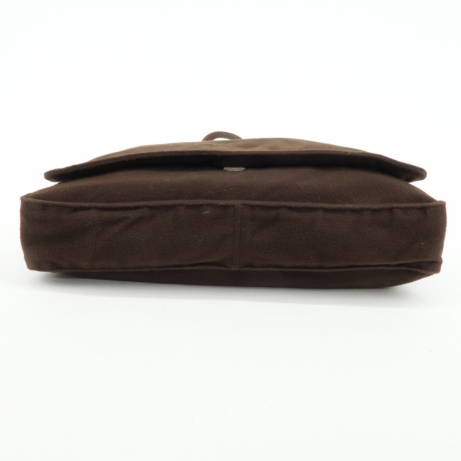 FENDI Wool Leather Shoulder Bag Crossbody Bag Brown 16071