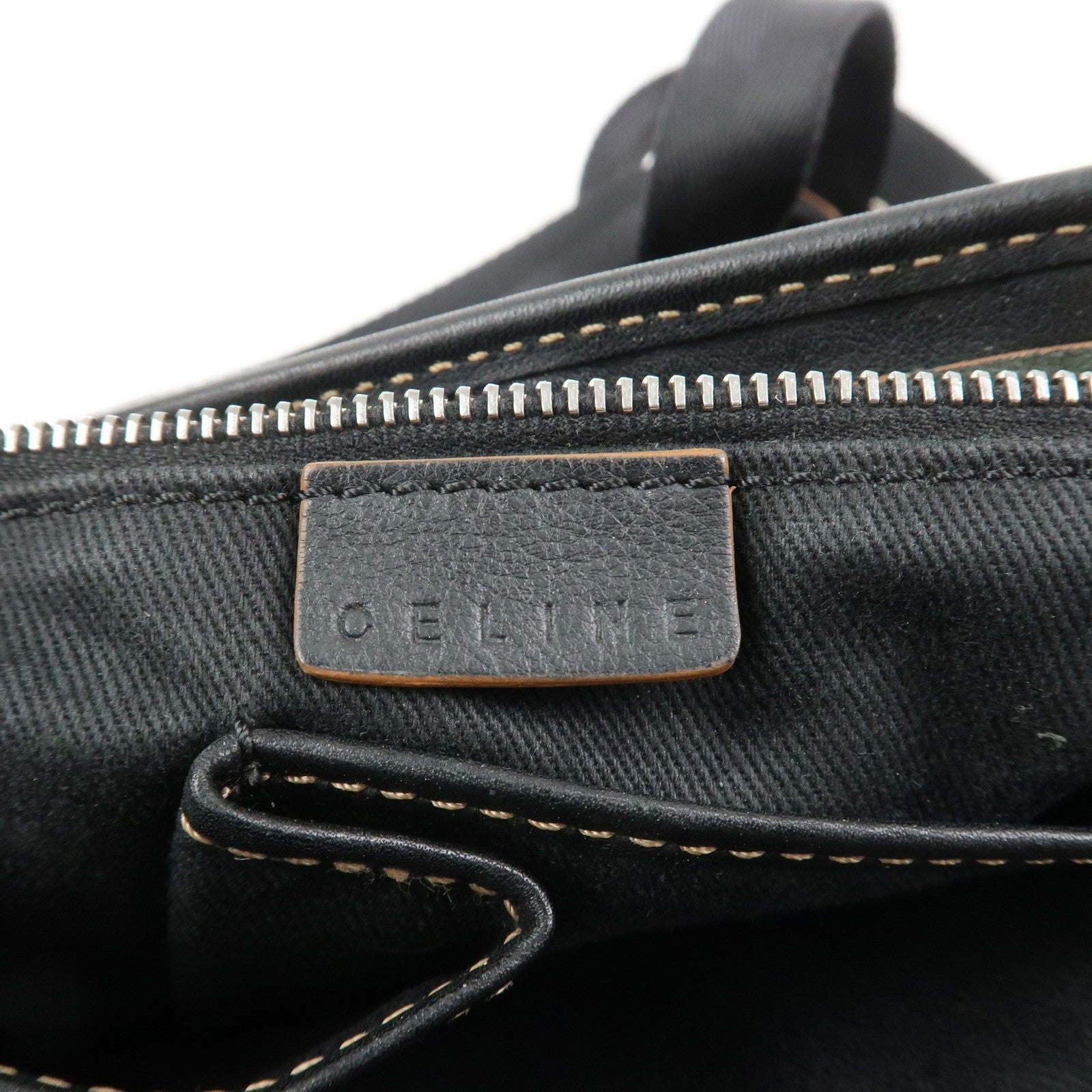 CELINE Macadam Logo Canvas Leather Shoulder Bag Crossbody Bag Black