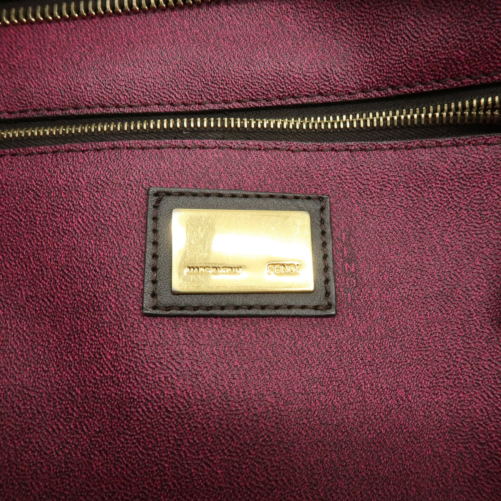 FENDI Zucca PVC Leather Tote Bag Shoulder Bag Brown Pink 8BH185