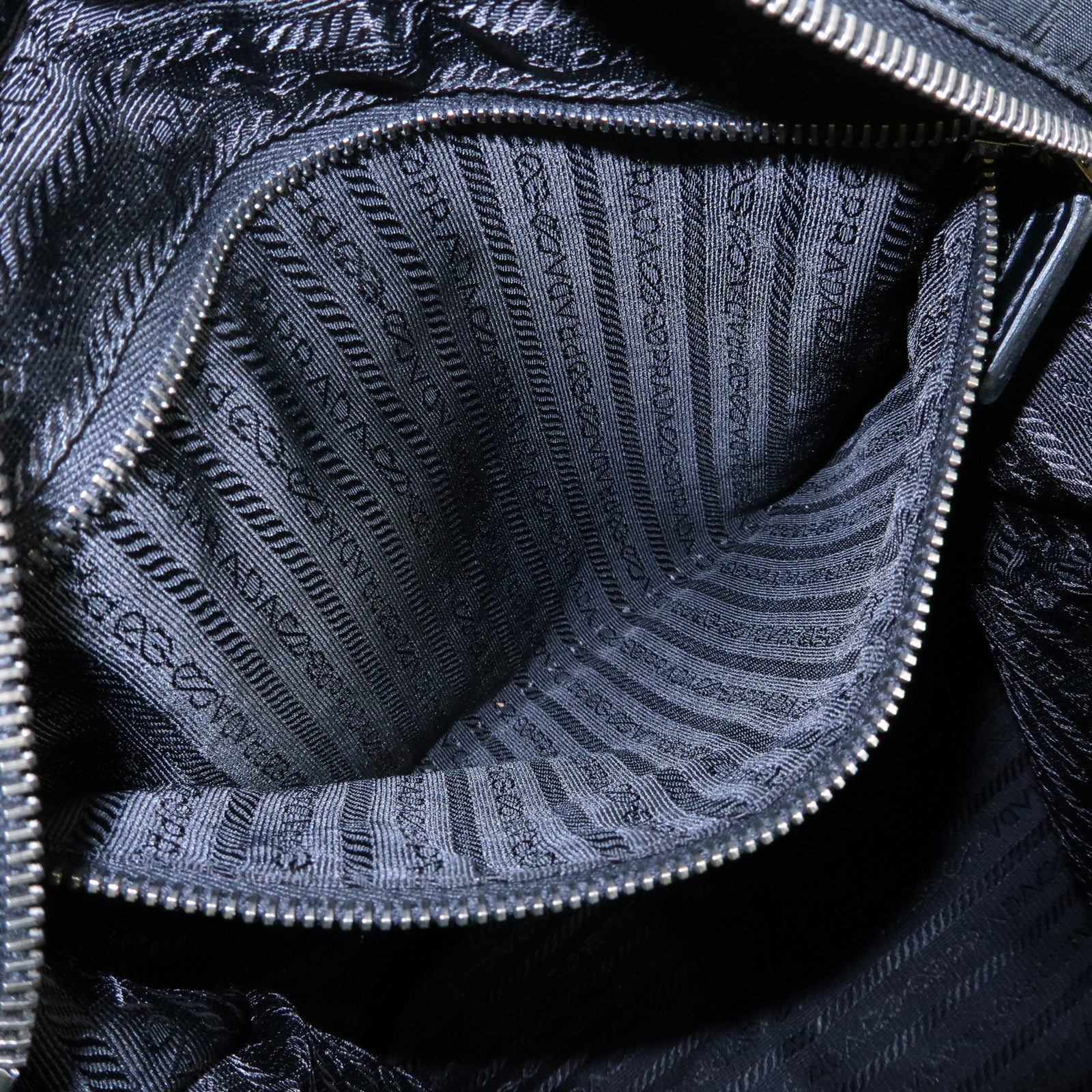 PRADA Triangle Logo Nylon Leather Tote Bag Hand Bag Gray BN2791