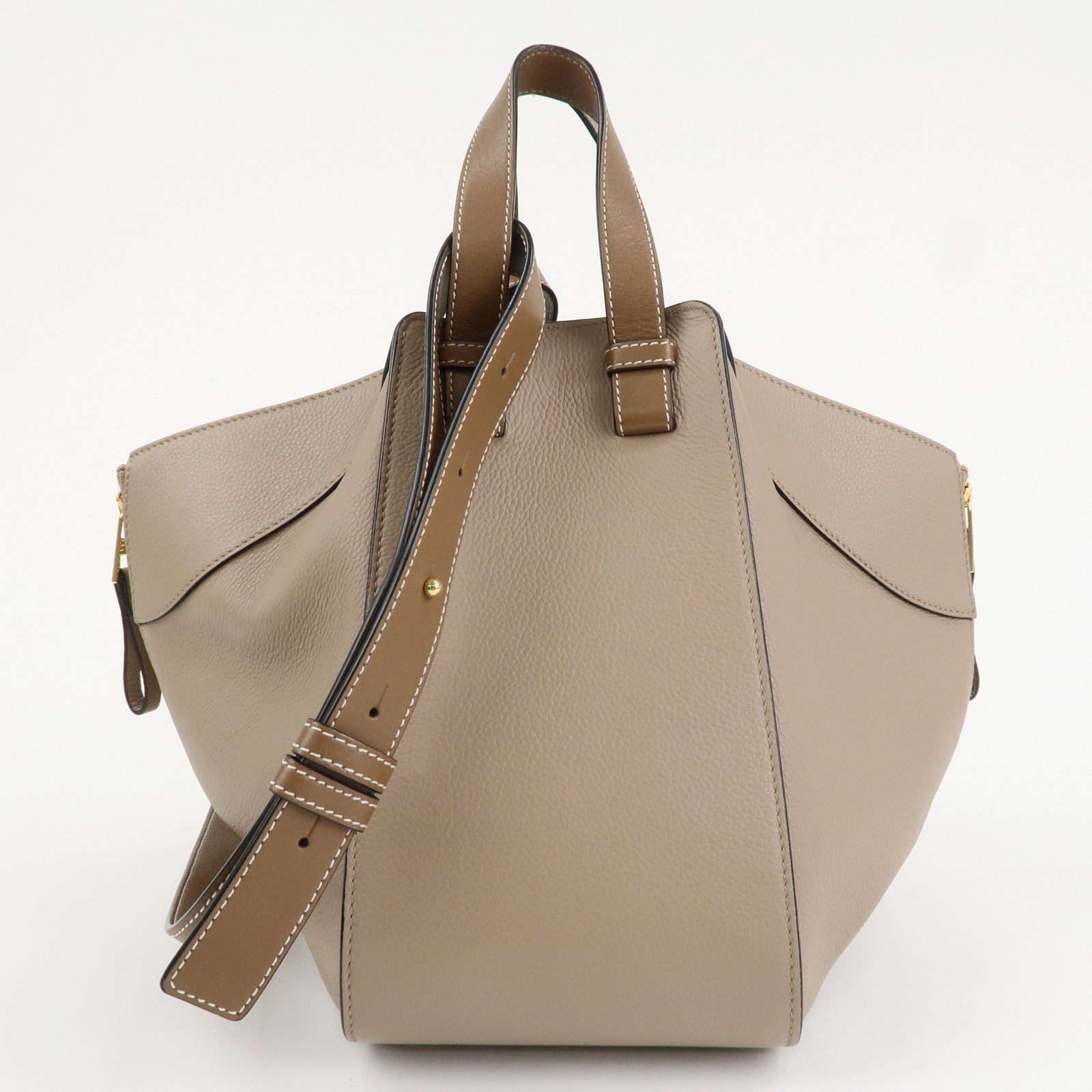 LOEWE Anagram Leather Hammock Small Shoulder Bag Greige Used