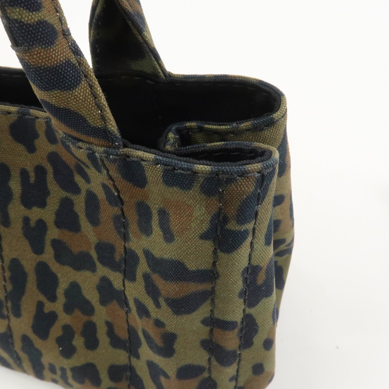 PRADA Triangle Logo Canapa Mini Canvas 2Way Bag Leopard 1BG439