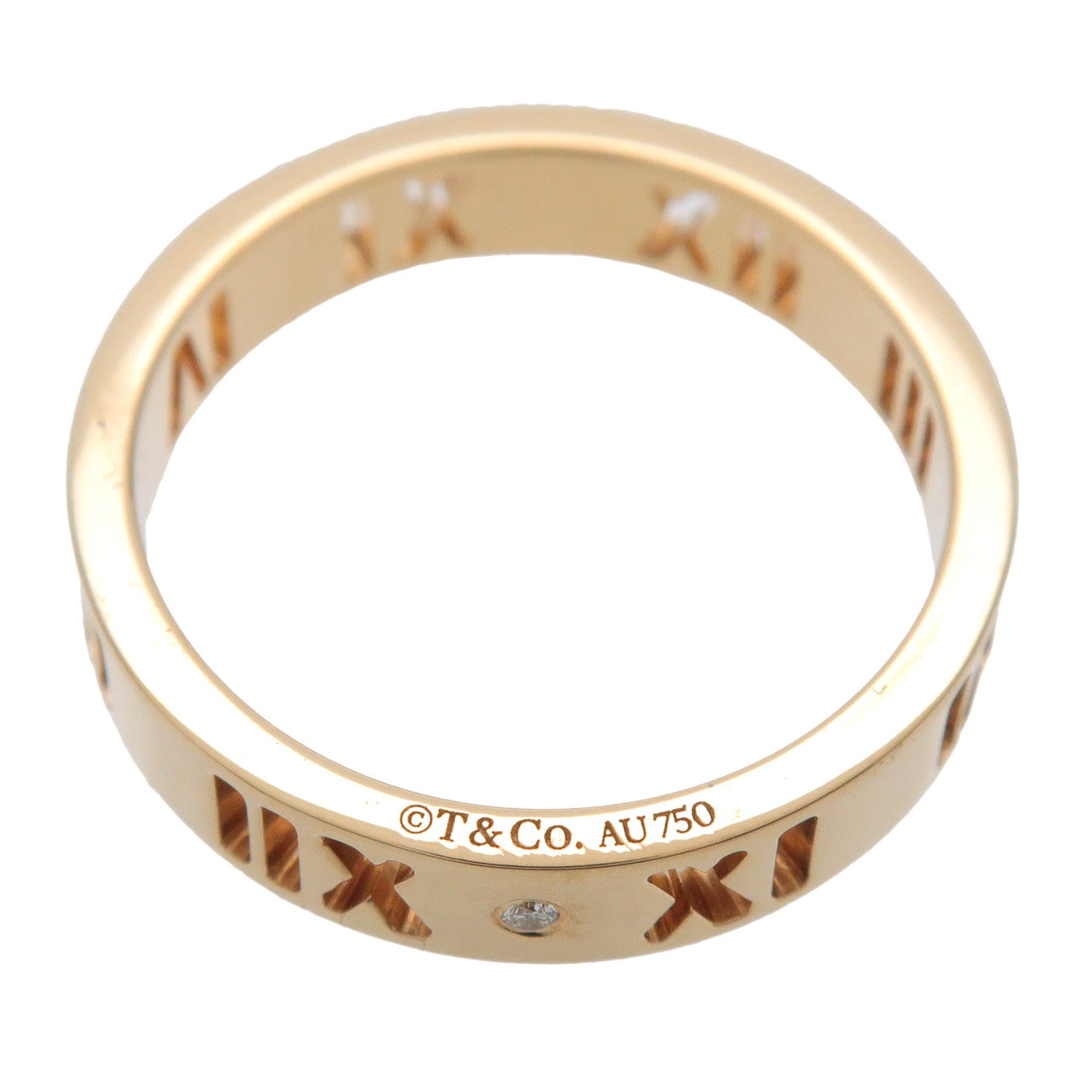 Tiffany&Co. Pierced Atlas 4P Diamond Ring K18 #48 Yellow Gold US4.5