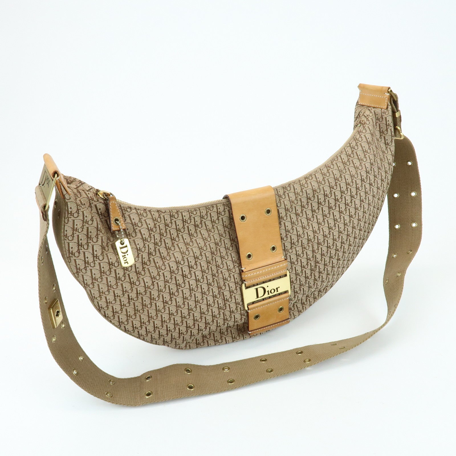 Christian Dior Street Chic Trotter Canvas Leather Shoulder Bag