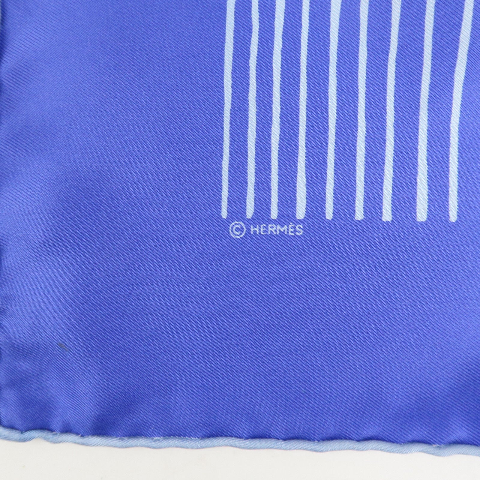 HERMES Carre 90 Silk 100% Scarf MEDITERRANEE Blue Used