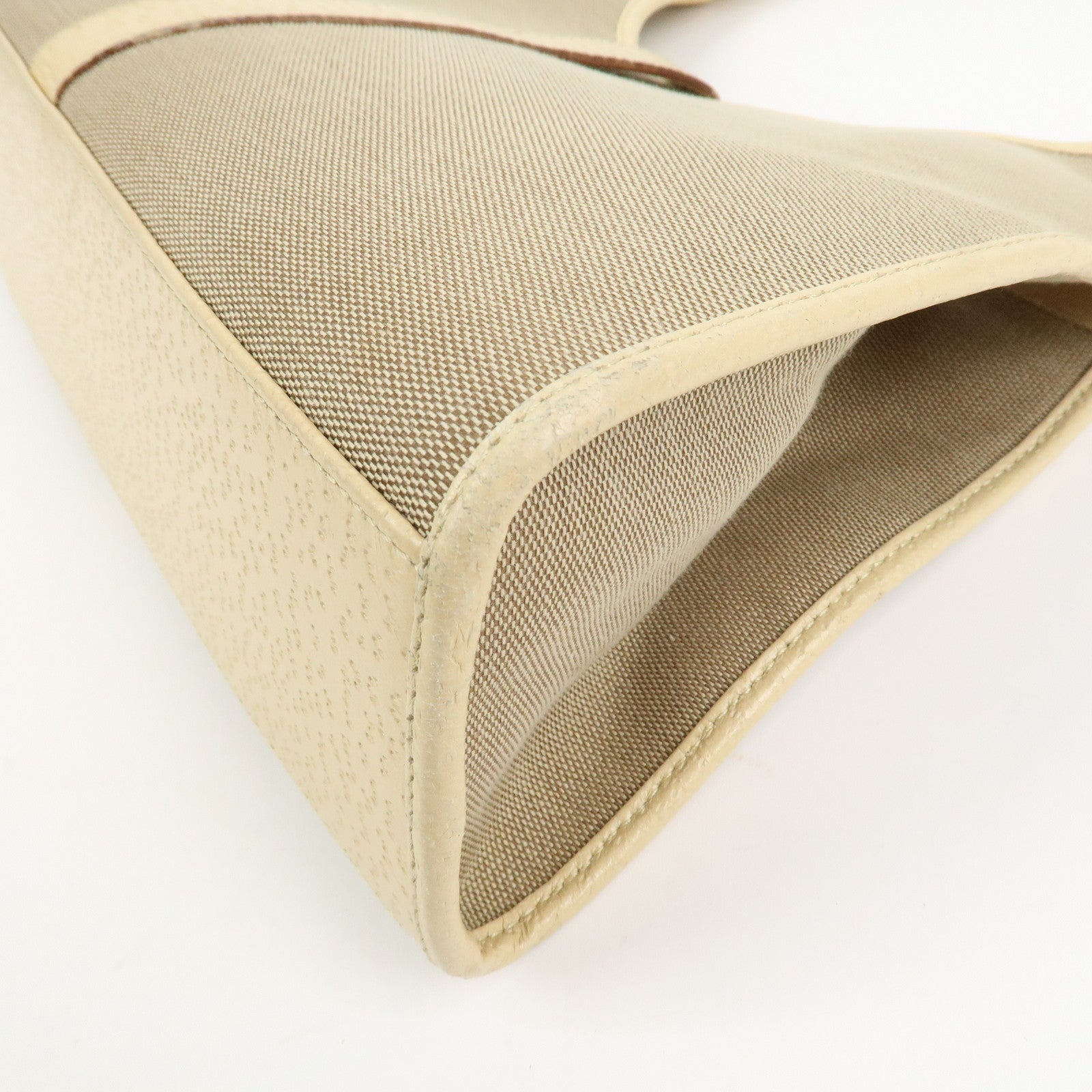 GUCCI Jackie Canvas Leather Shoulder Bag Hand Bag Beige 002.1067