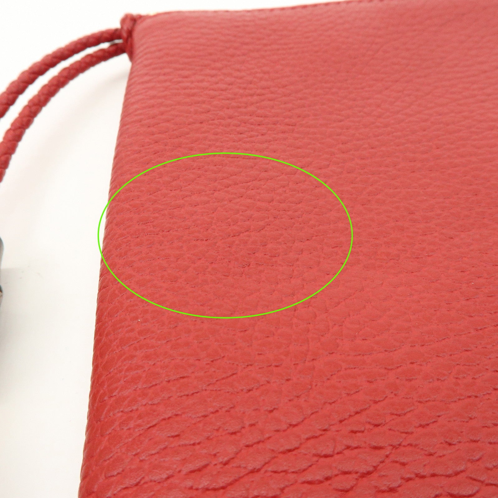 GUCCI Bamboo Leather Clutch Bag Pouch Red 449653