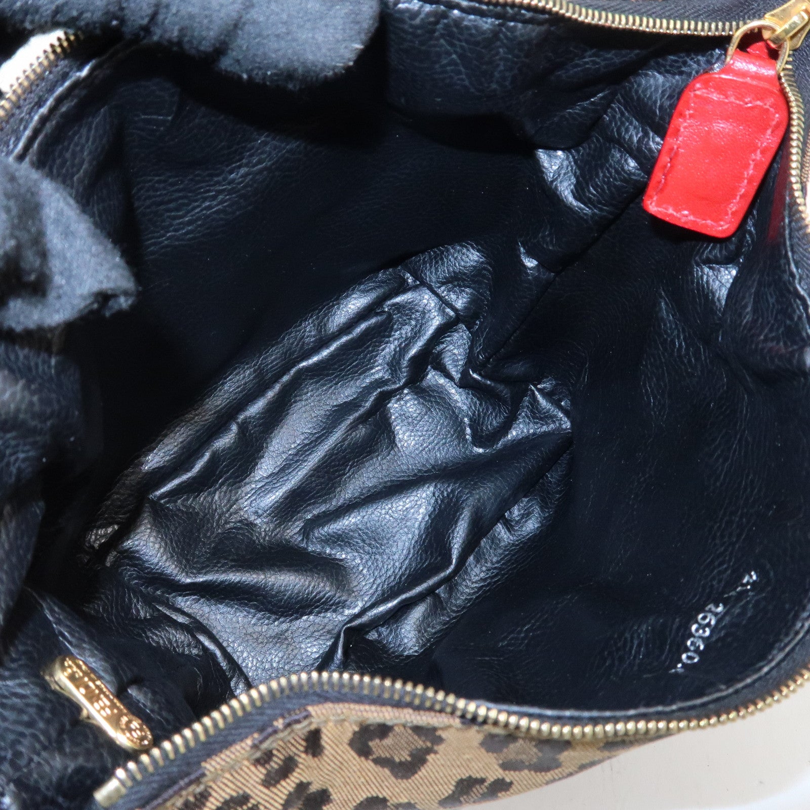 FENDI Canvas Leather Leopard Vanity Bag Cosmetic Pouch 26360 Used