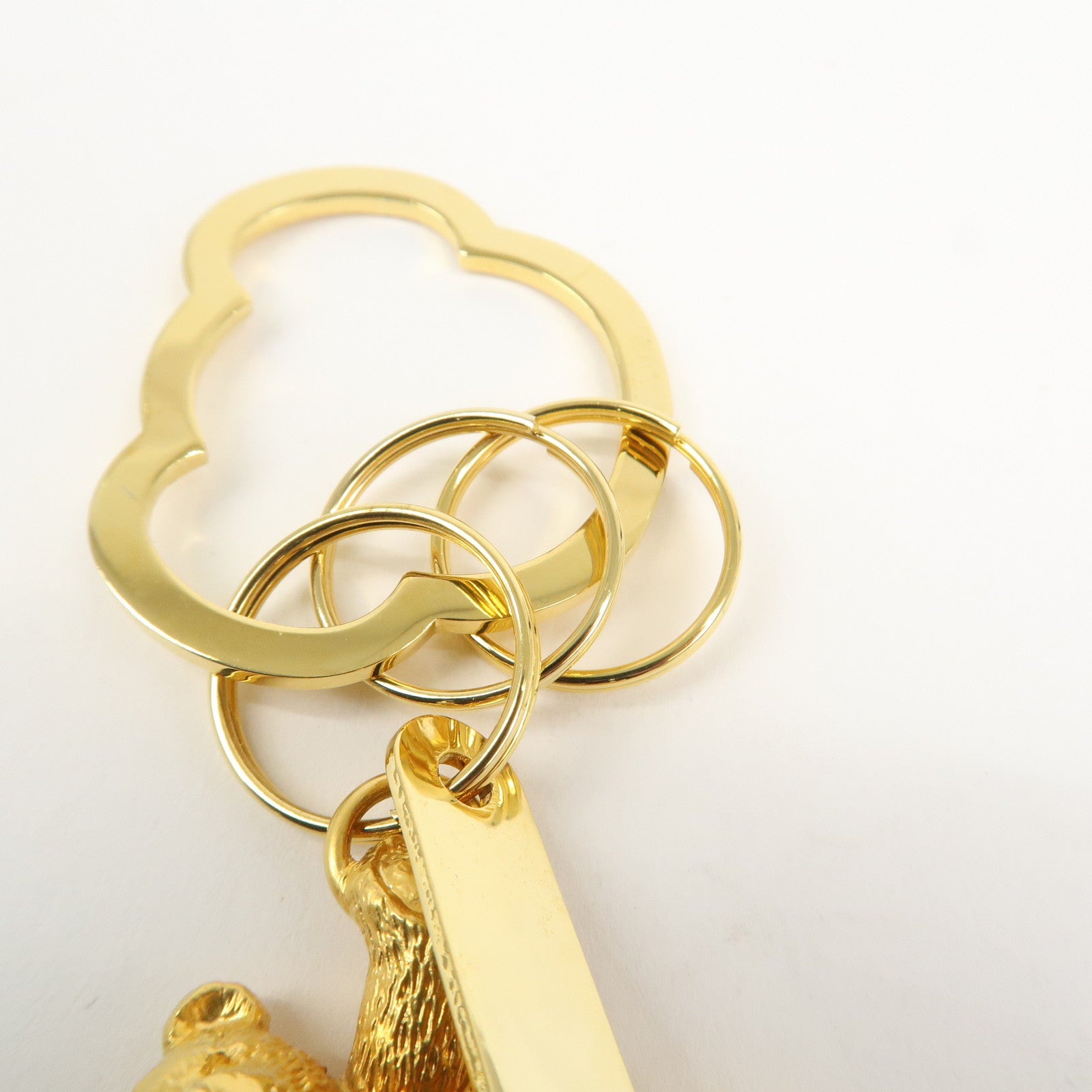 MIKIMOTO Metal Teddy Bear Bag Charm Key Chain Gold