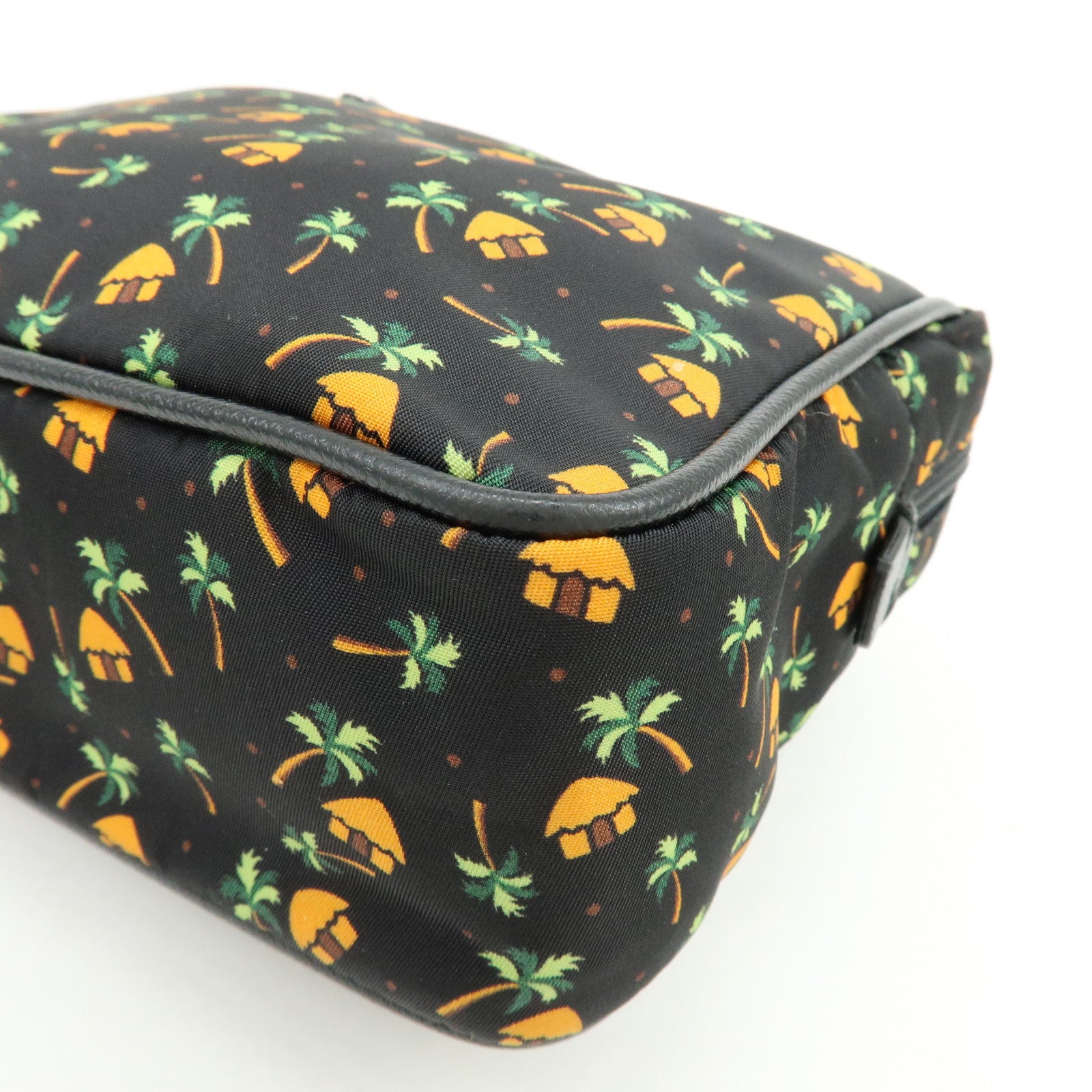 PRADA Triangle Logo Nylon Saffiano Leather Cosmetic Pouch 2NE007