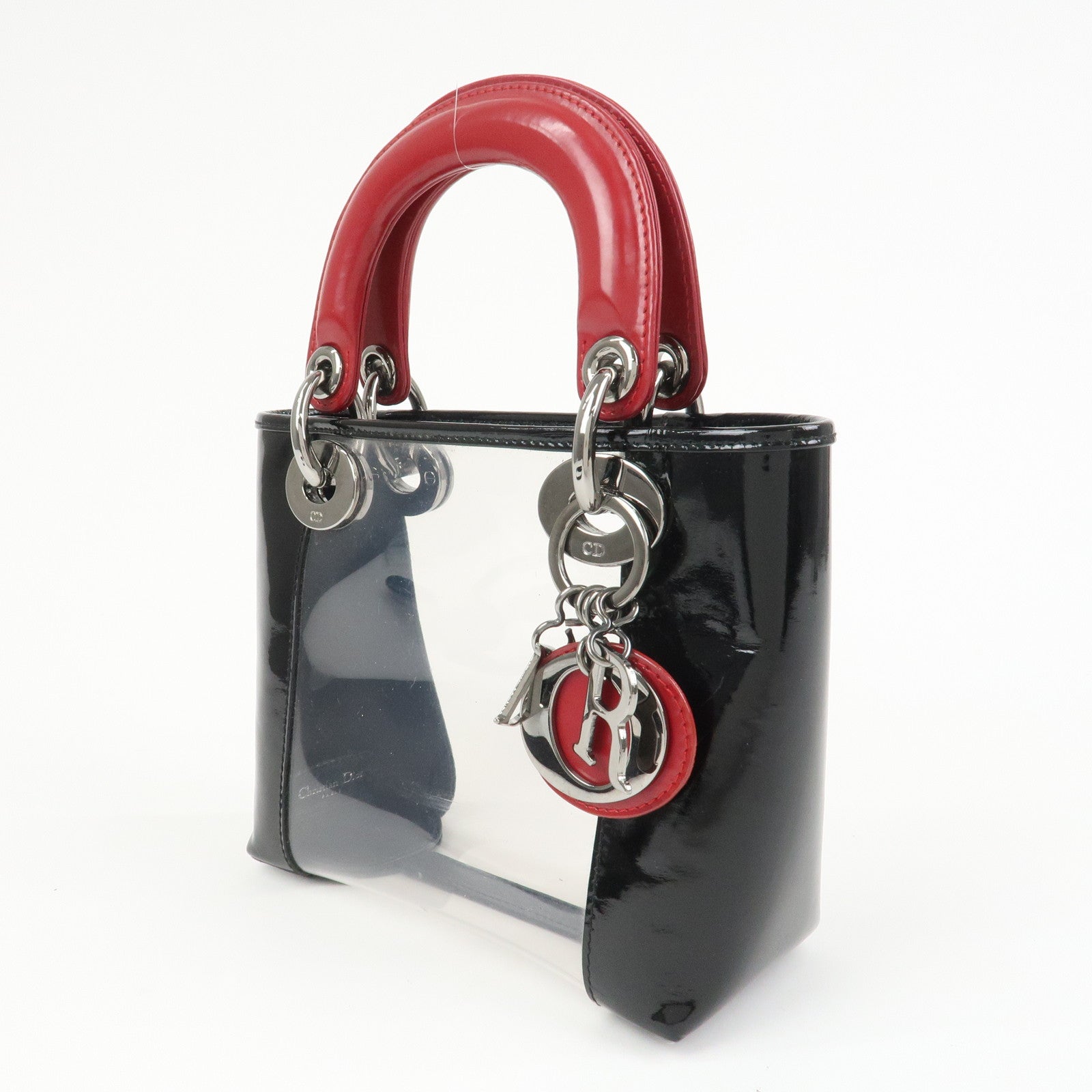 Christian Dior Lady Dior Patent Leather Transparent PVC 2WAY Bag