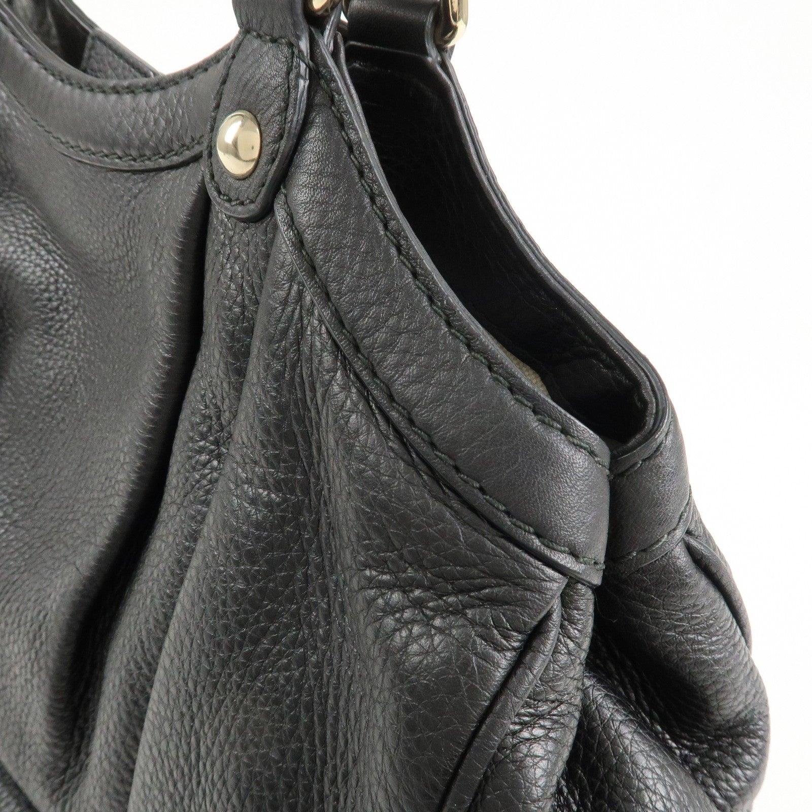 GUCCI Sukey Leather Hand Bag Tote Bag Black 211944 Used