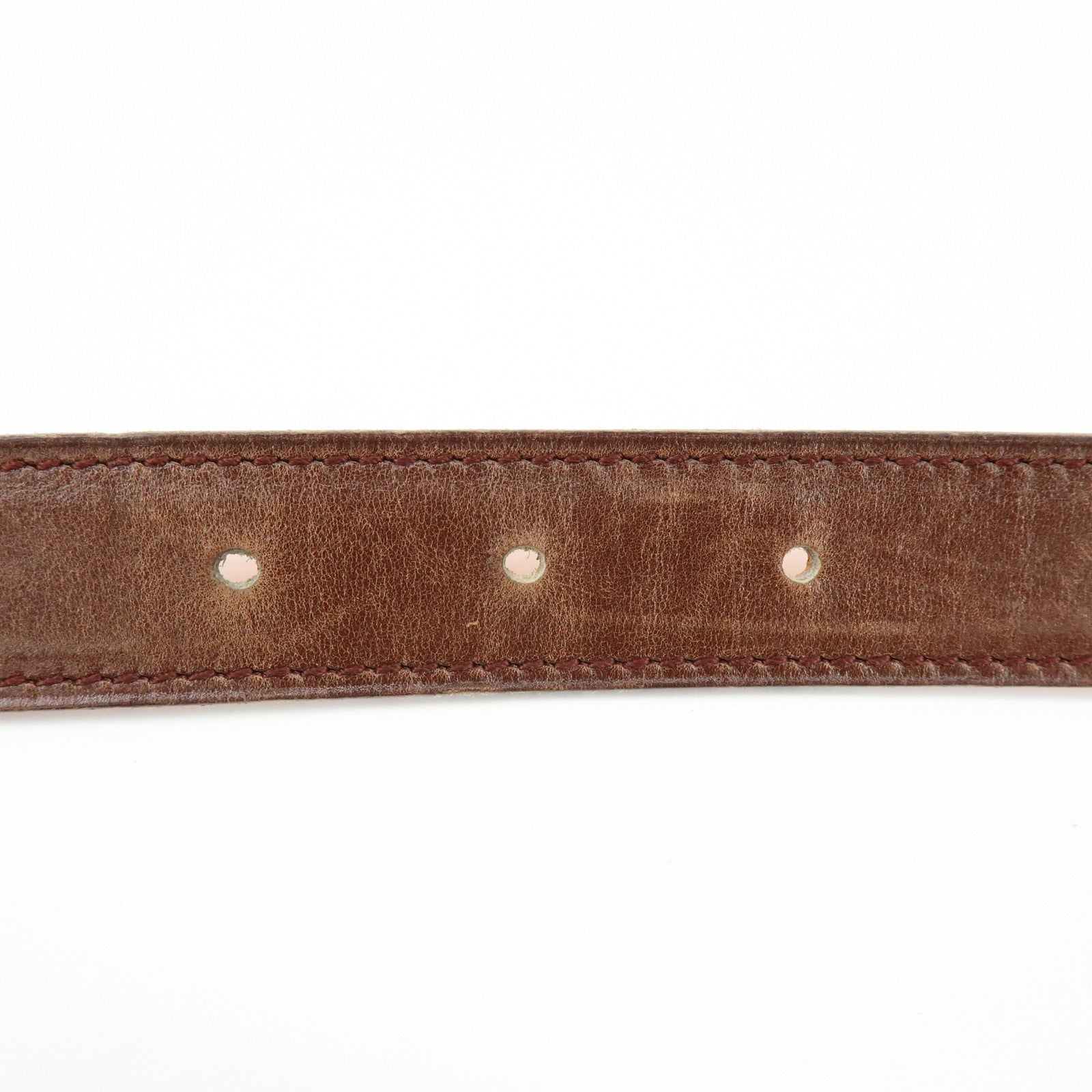 HERMES Leather H Buckle □B Stamped Reversible Constance Belt Brown