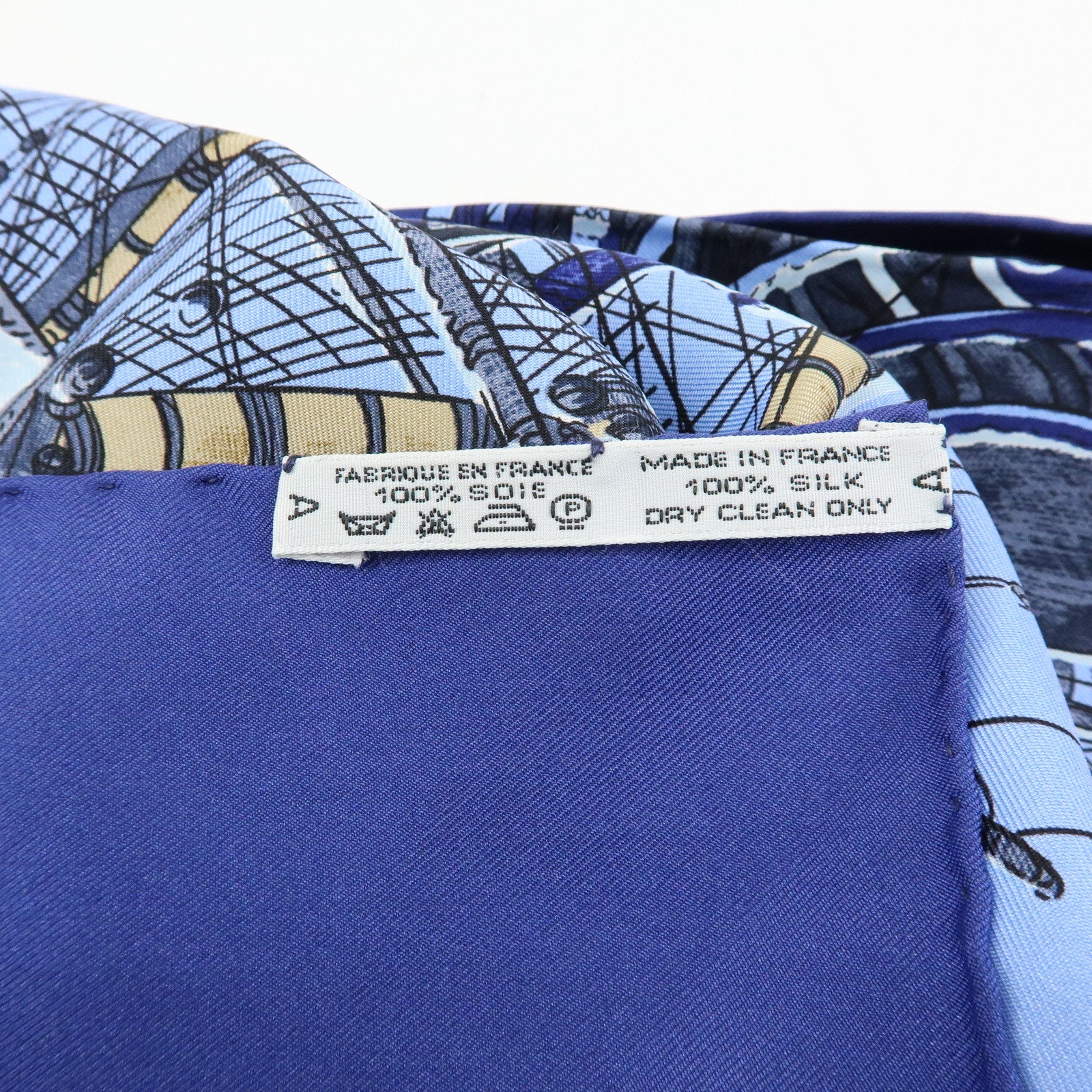 HERMES Carre 90 Silk 100% MARINE ET CAVALERIE Scarf