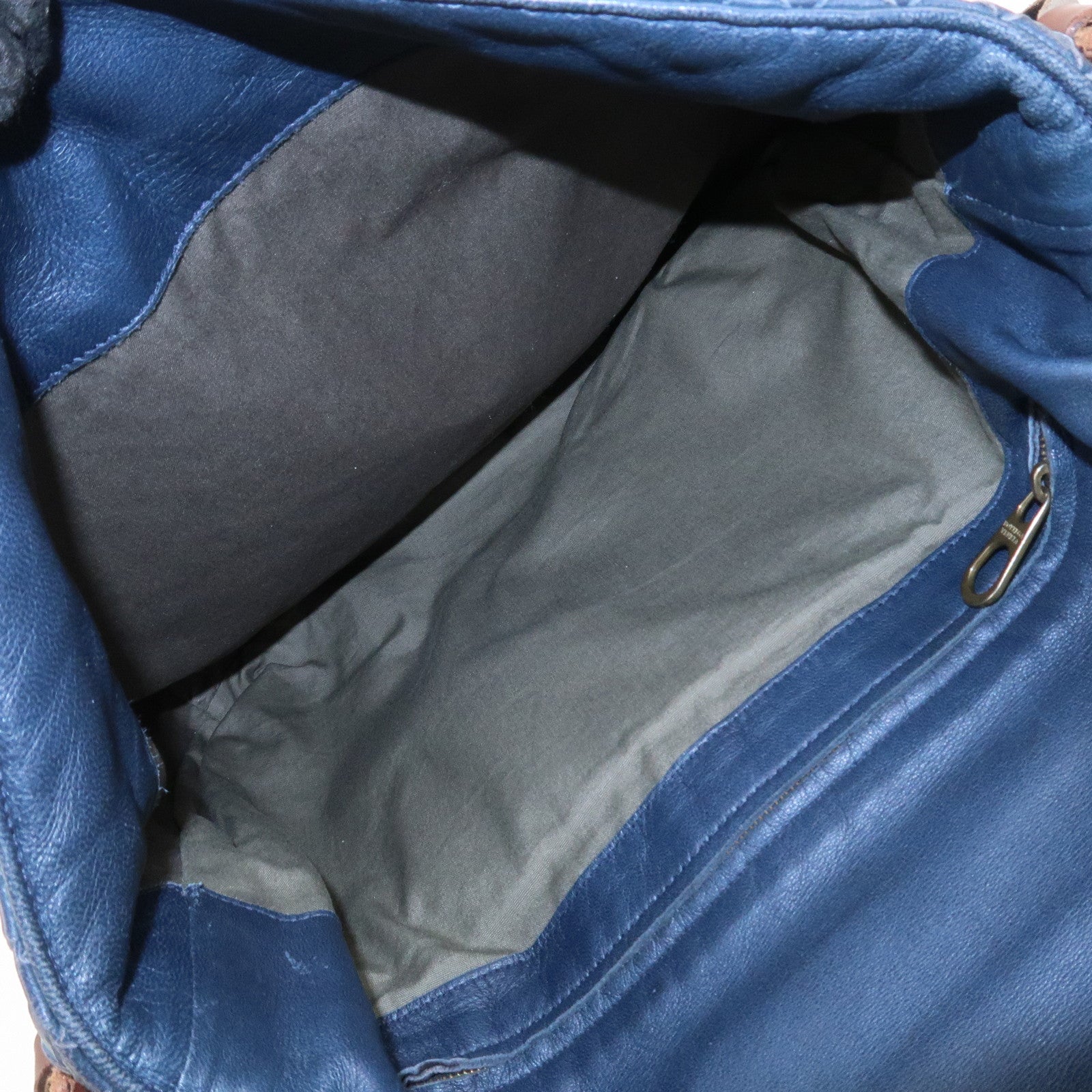 BOTTEGA VENETA Intrecciato Lamb Skin Shoulder Bag Navy 163971