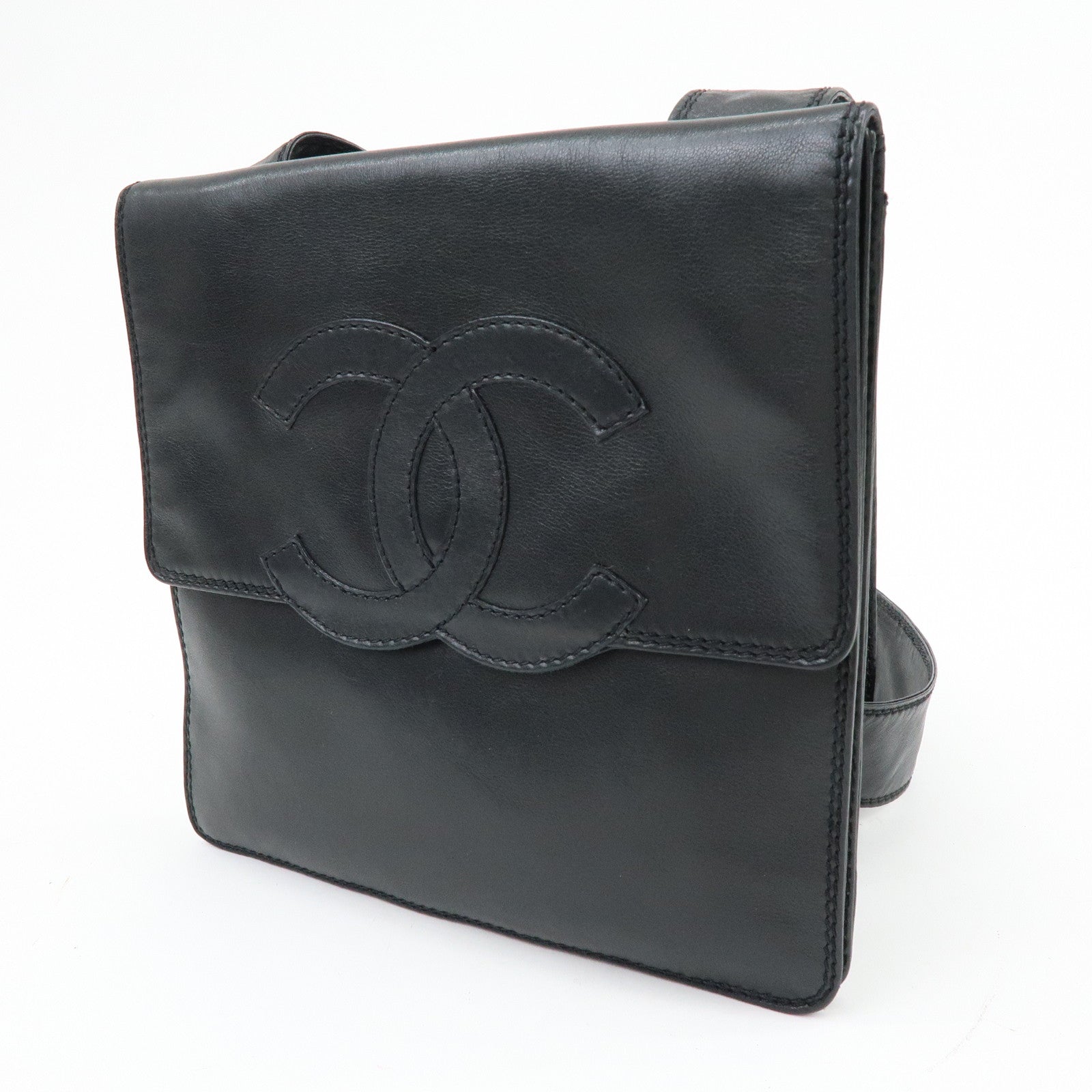 CHANEL COCO Mark Calf Leather Shoulder Crossbody Bag Black