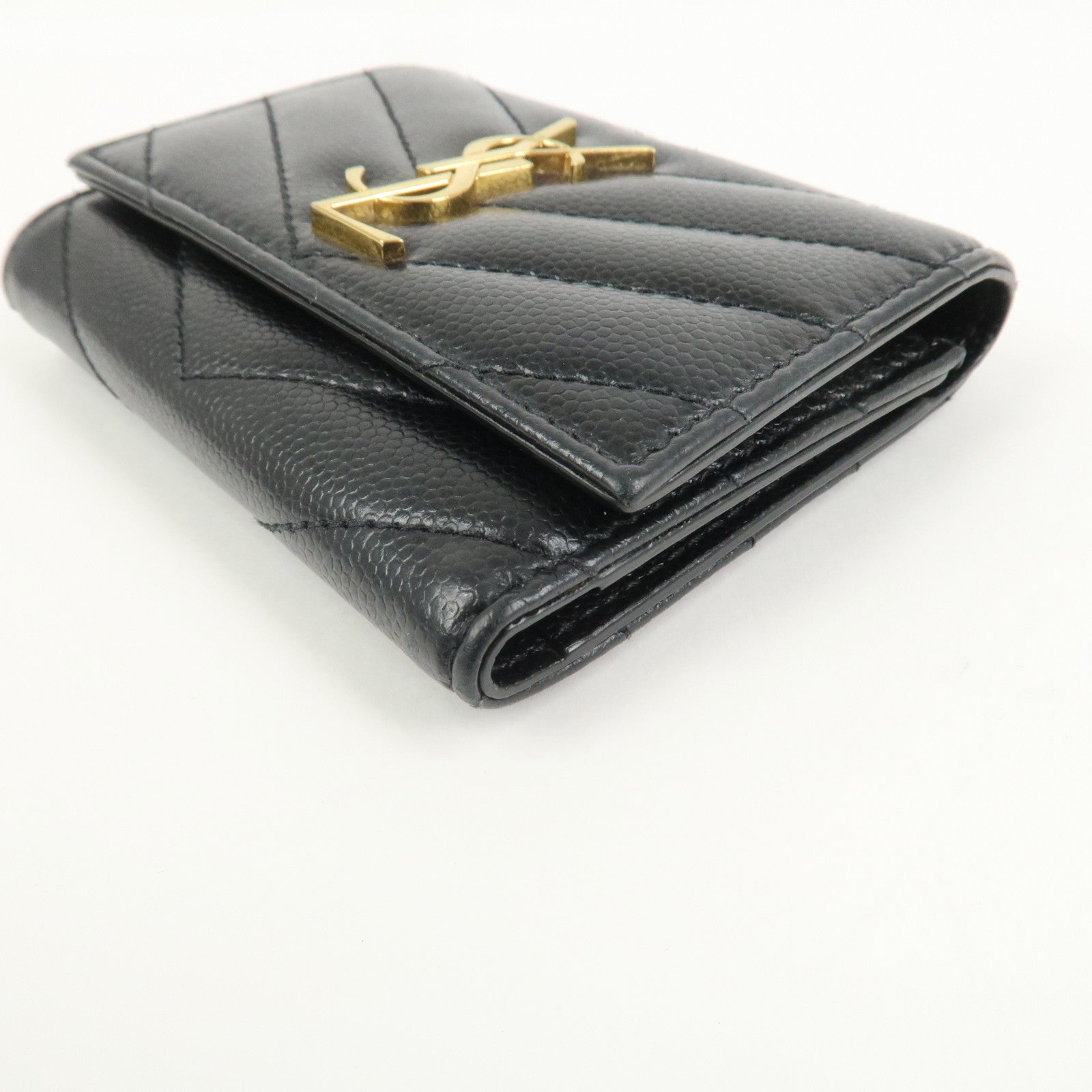 SAINT LAURENT PARIS Leather Key Case Key Holder Black 580656