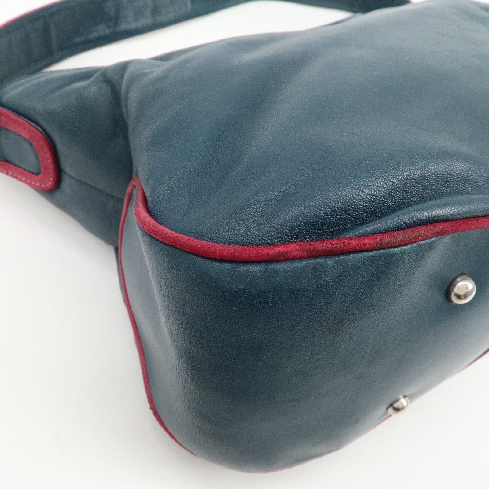 LOEWE Nappa Leather Shoulder Bag Hand Bag Blue Pink