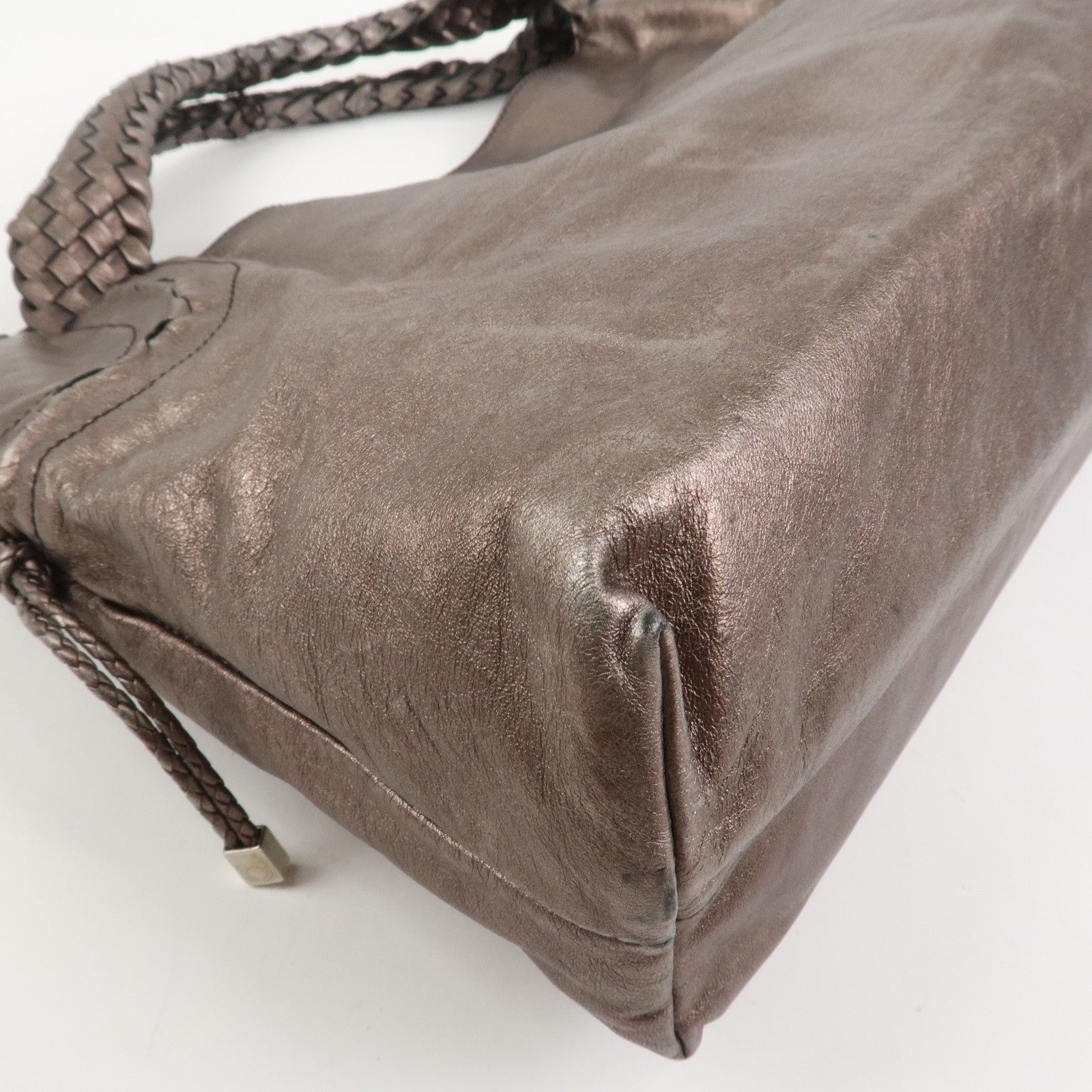 Ferragamo Gancini Leather Tote Bag Shoulder Bag Bronze