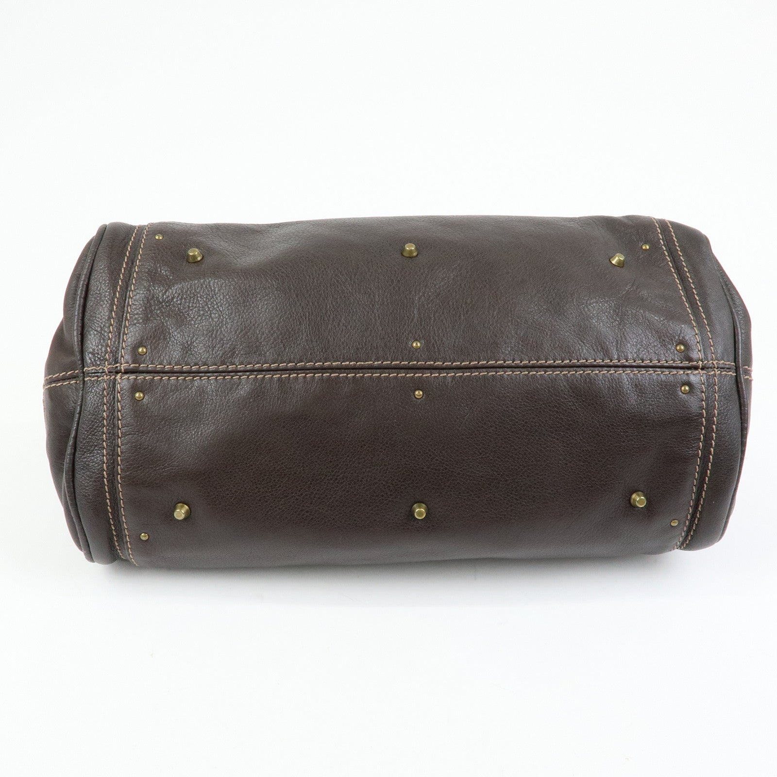 Chloe Paddington Leather Boston Bag Hand Bag Medium Dark Brown