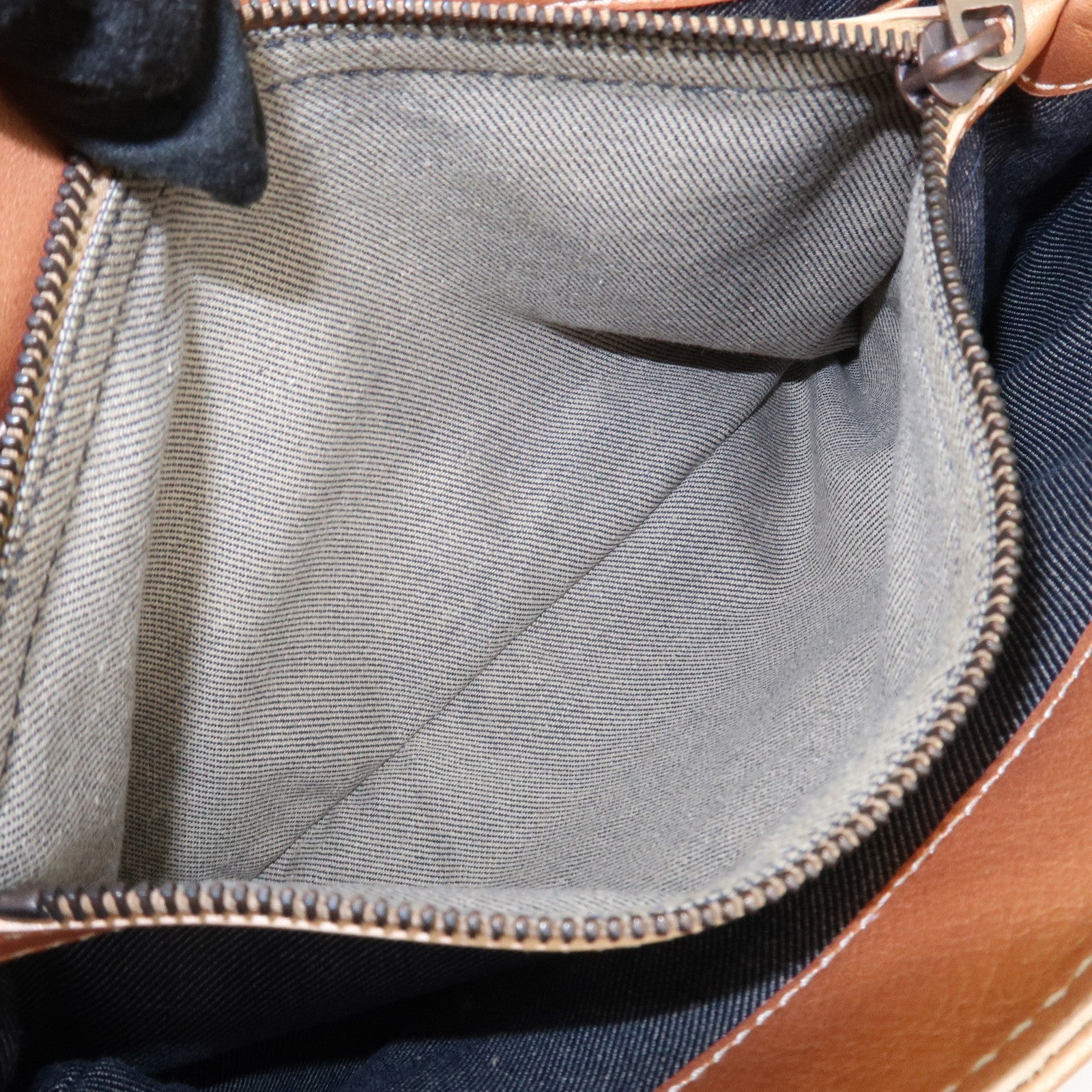 CELINE Macadam Denim Leather Glitter Hand Bag Metallic Pink Navy