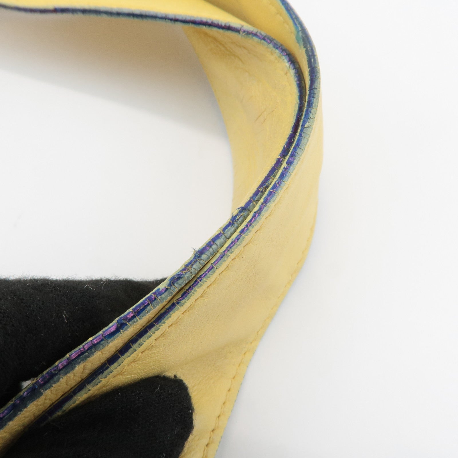 CHANEL COCO Mark Lamb Skin 2Way Bag Tote Bag Yellow Used