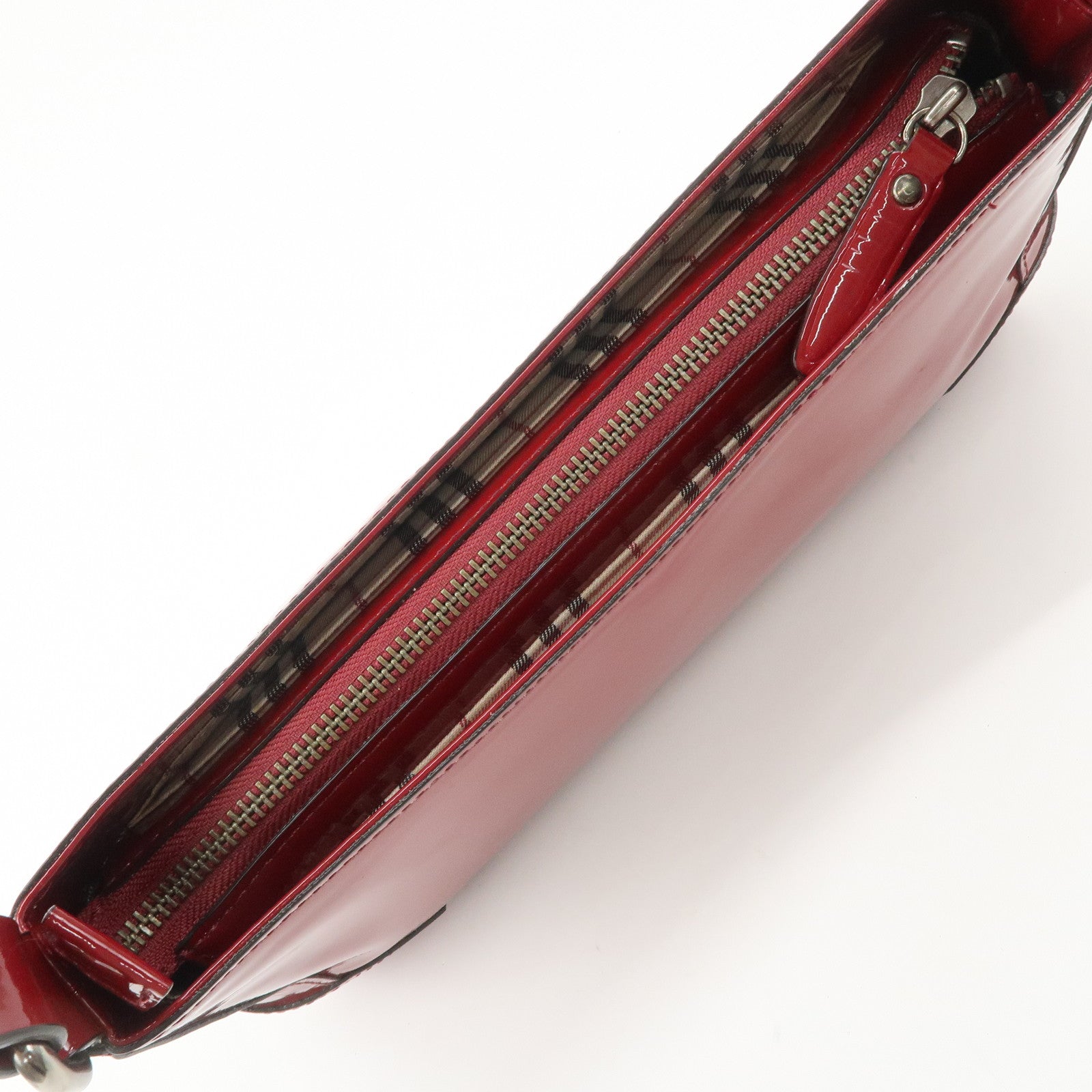 BURBERRY Patent Leather Shoulder Bag Hand Bag Red