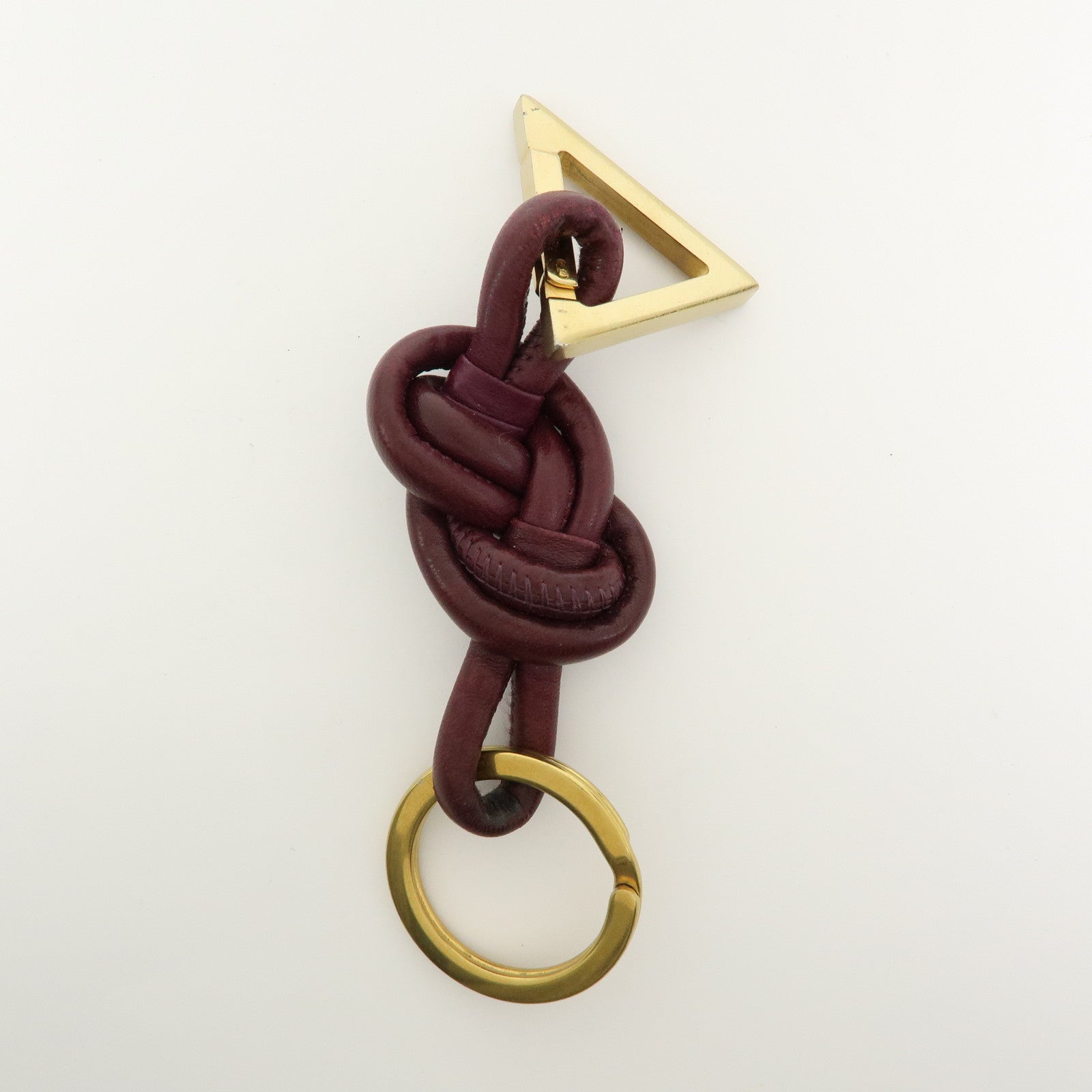 BOTTEGA VENETA Nappa Leather Metal Bag Charm Key Chain Bordeaux