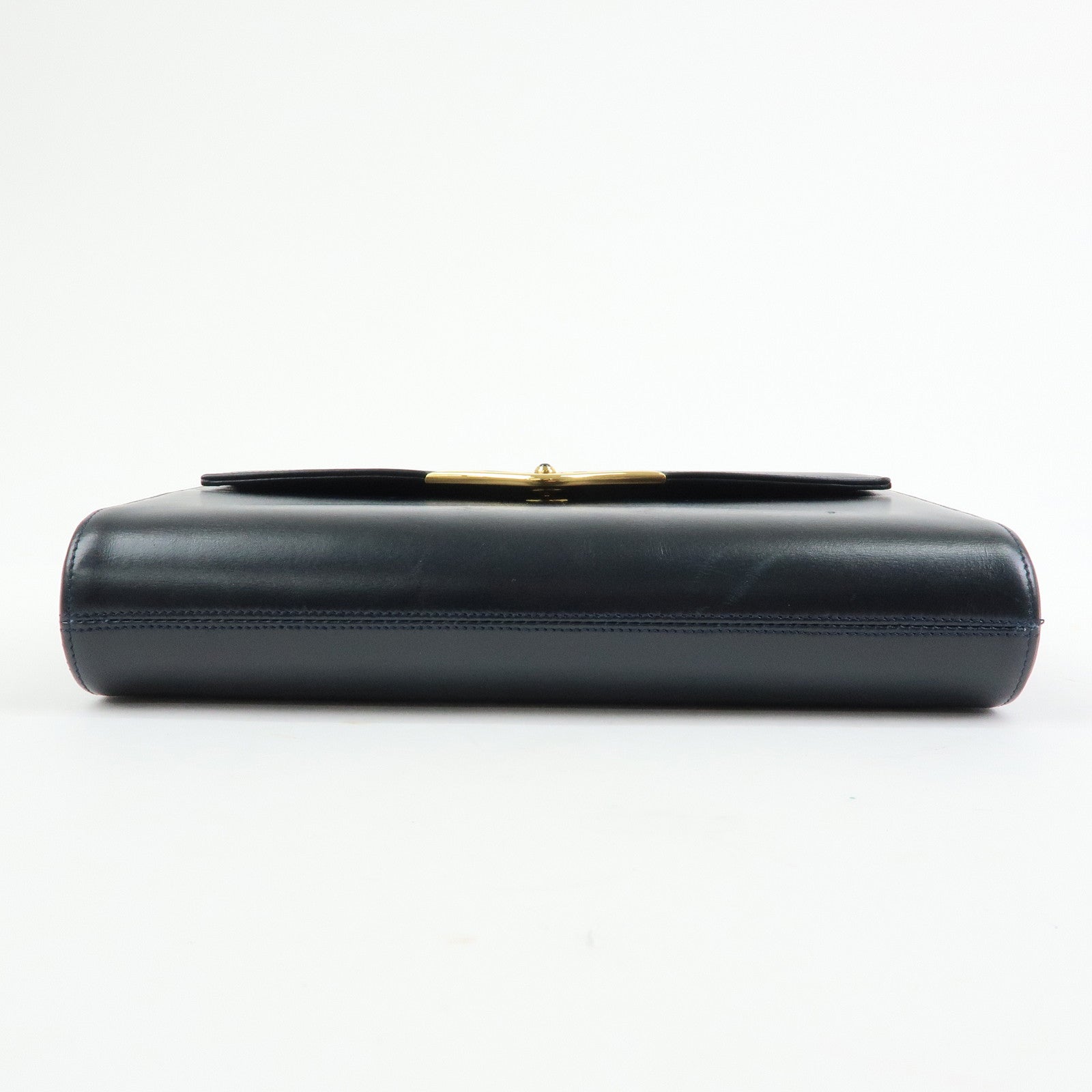 Cartier Sapphire Line Leather Clutch Bag Flat Pouch Dark Navy