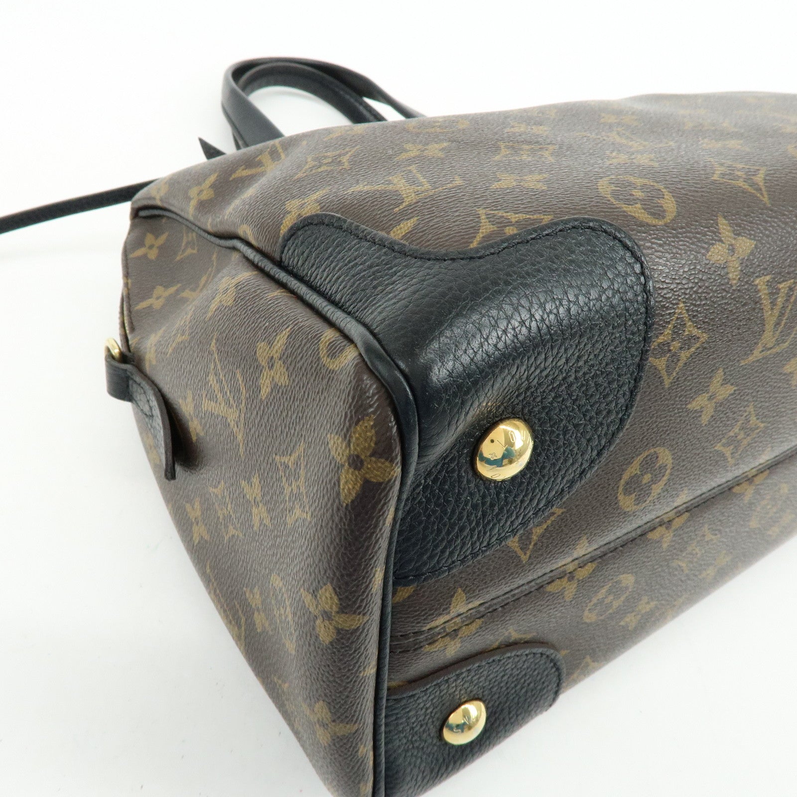 Louis Vuitton Monogram Canvas Leather Retiro Hand Bag Brown M50058