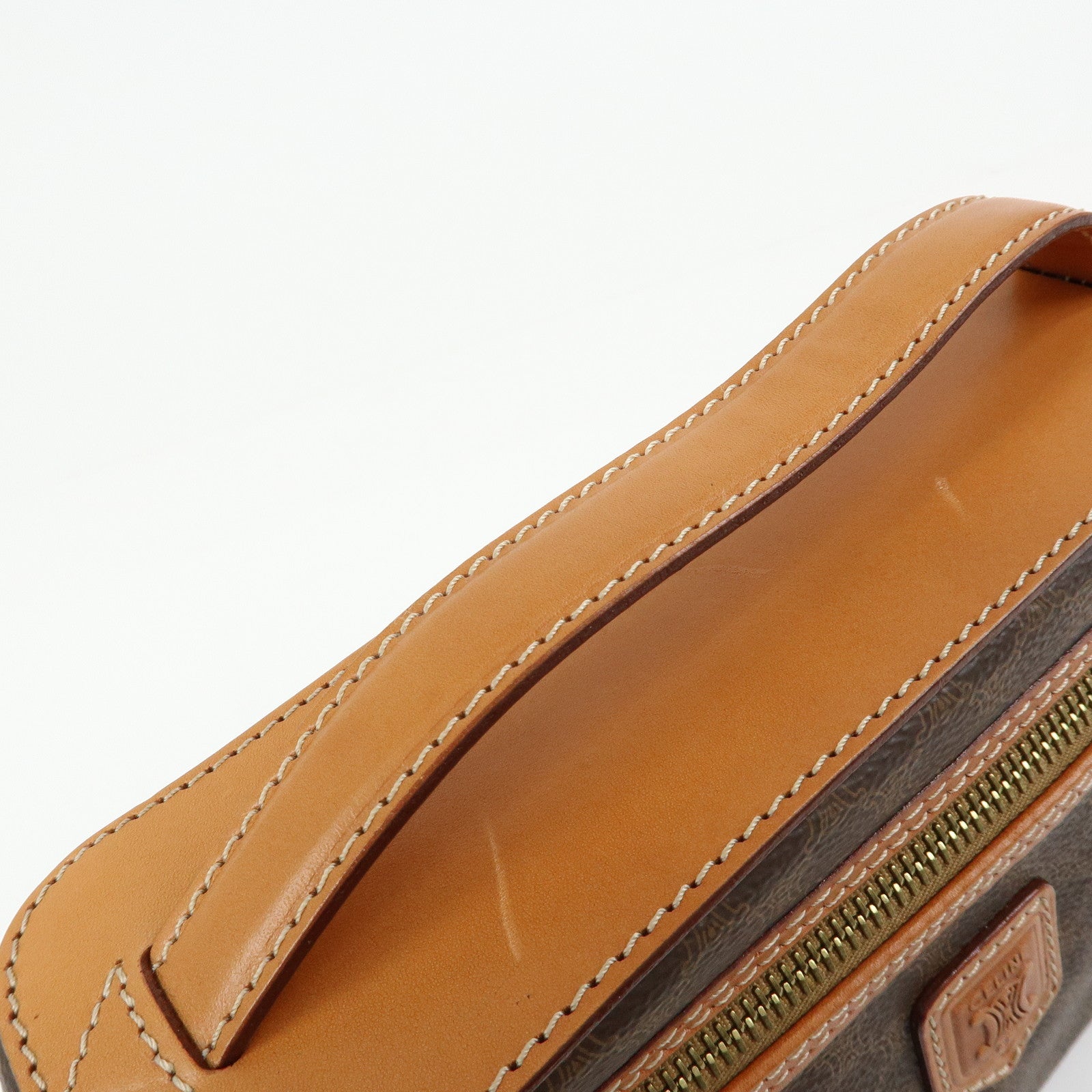 CELINE Macadam PVC Leather Hand Bag Vanity Bag Pouch Brown