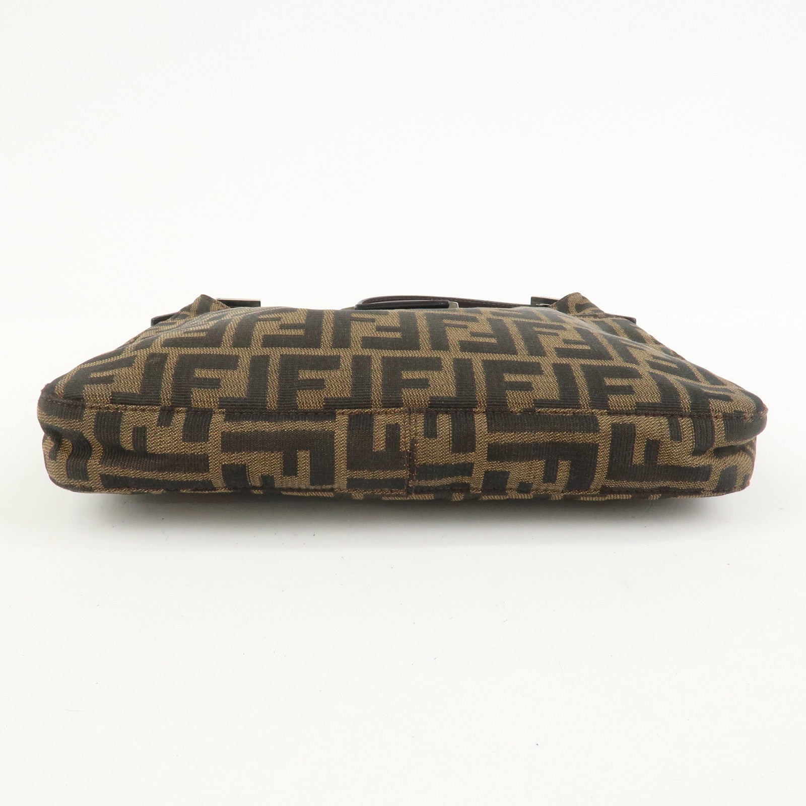 FENDI Zucca Canvas Leather Shoulder Bag Brown Black 26569