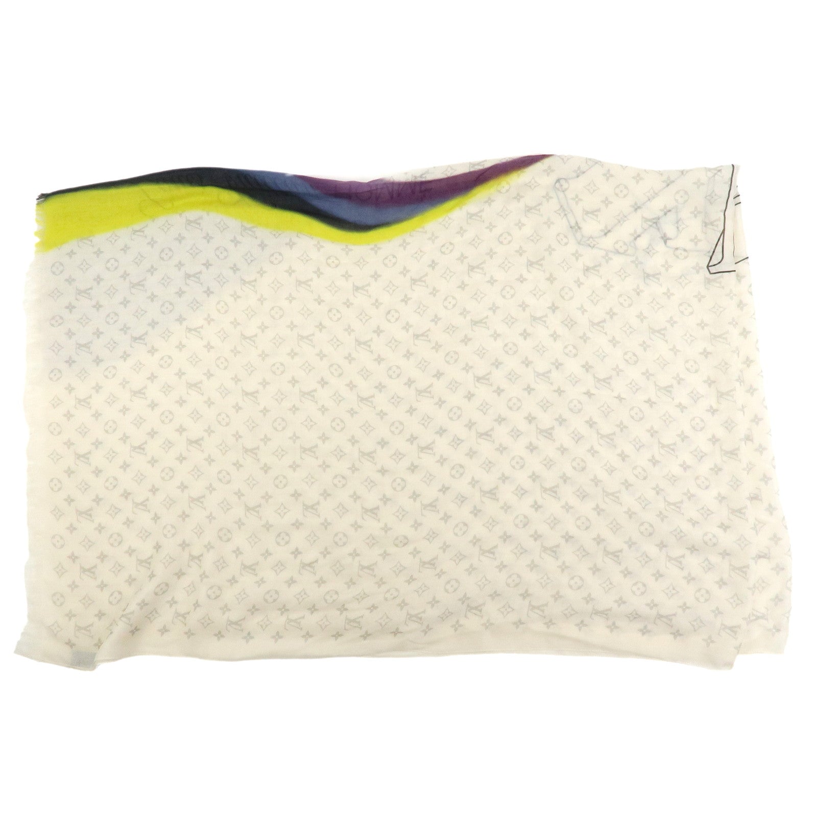 Louis Vuitton Etolloe LV Rainbow Cashmere Silk Scarf White MP2316