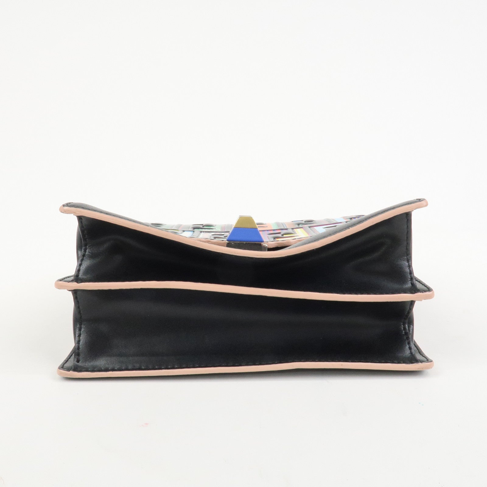 FENDI Zucca Leather Mini Kan I Chain Shoulder Bag Multicolor 8M0381