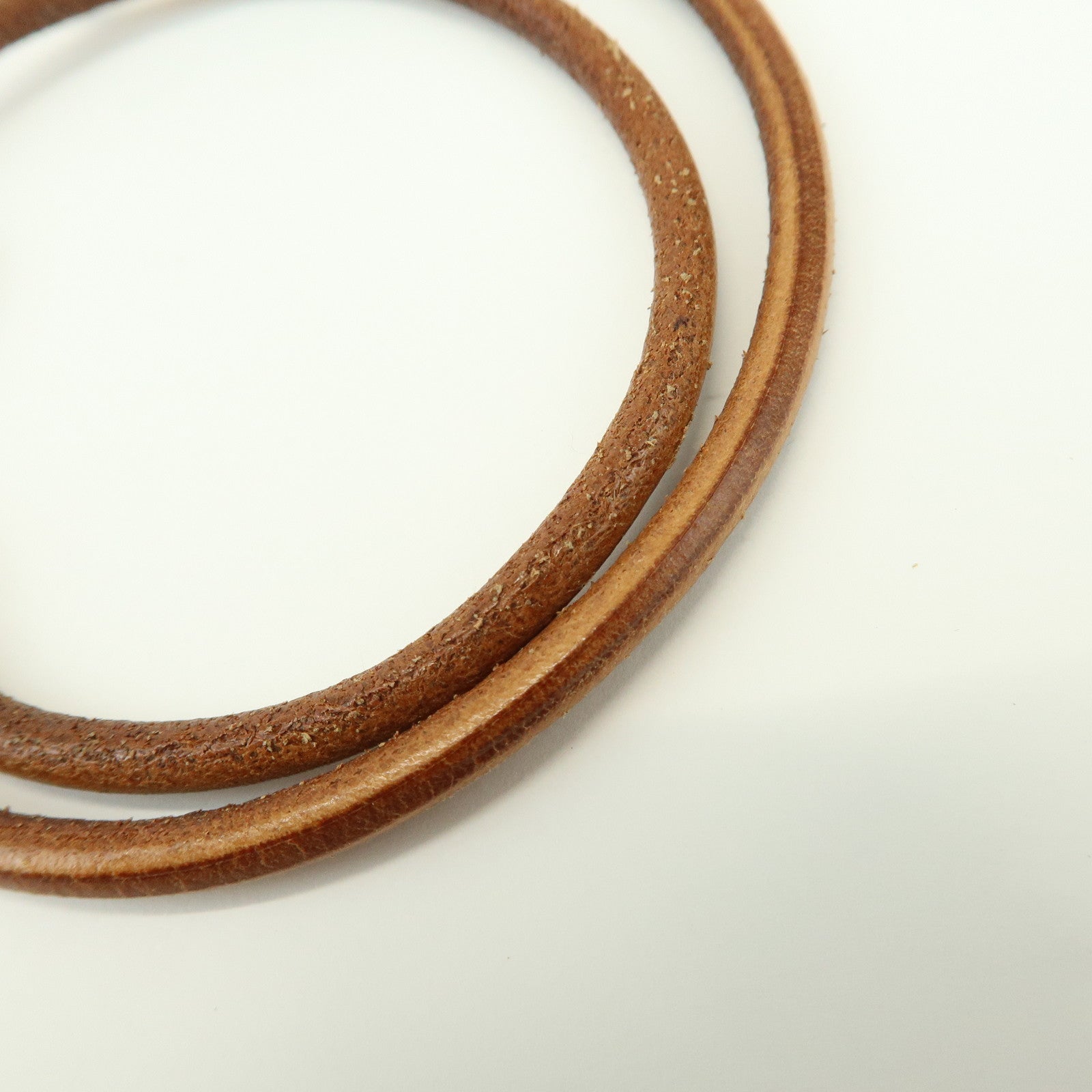 HERMES Jumbo Leather Metal Choker Bracelet Brown