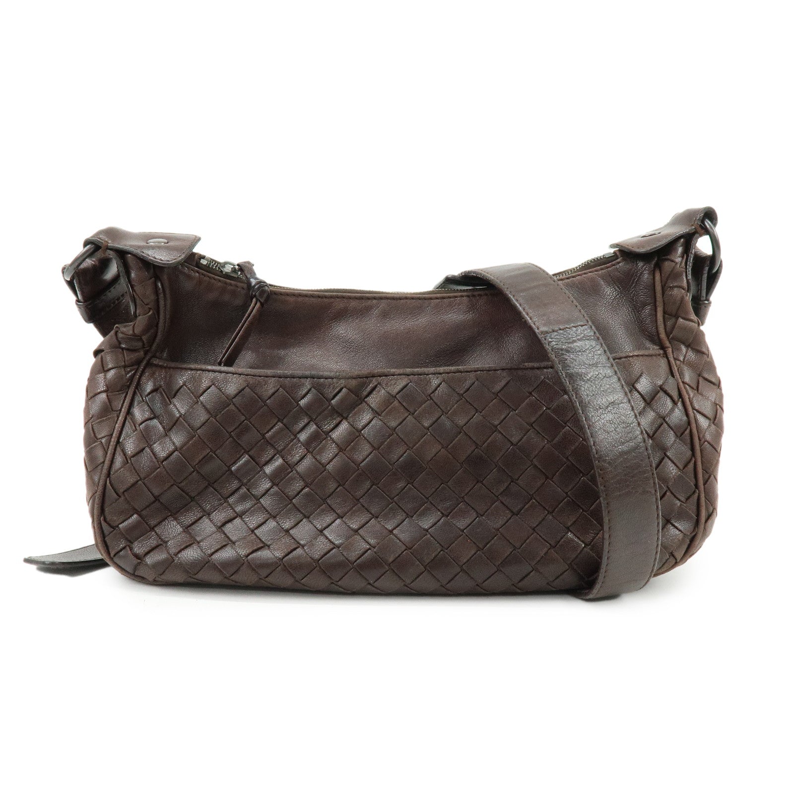 BOTTEGA VENETA Intrecciato Leather Shoulder Crossbody Bag Brown