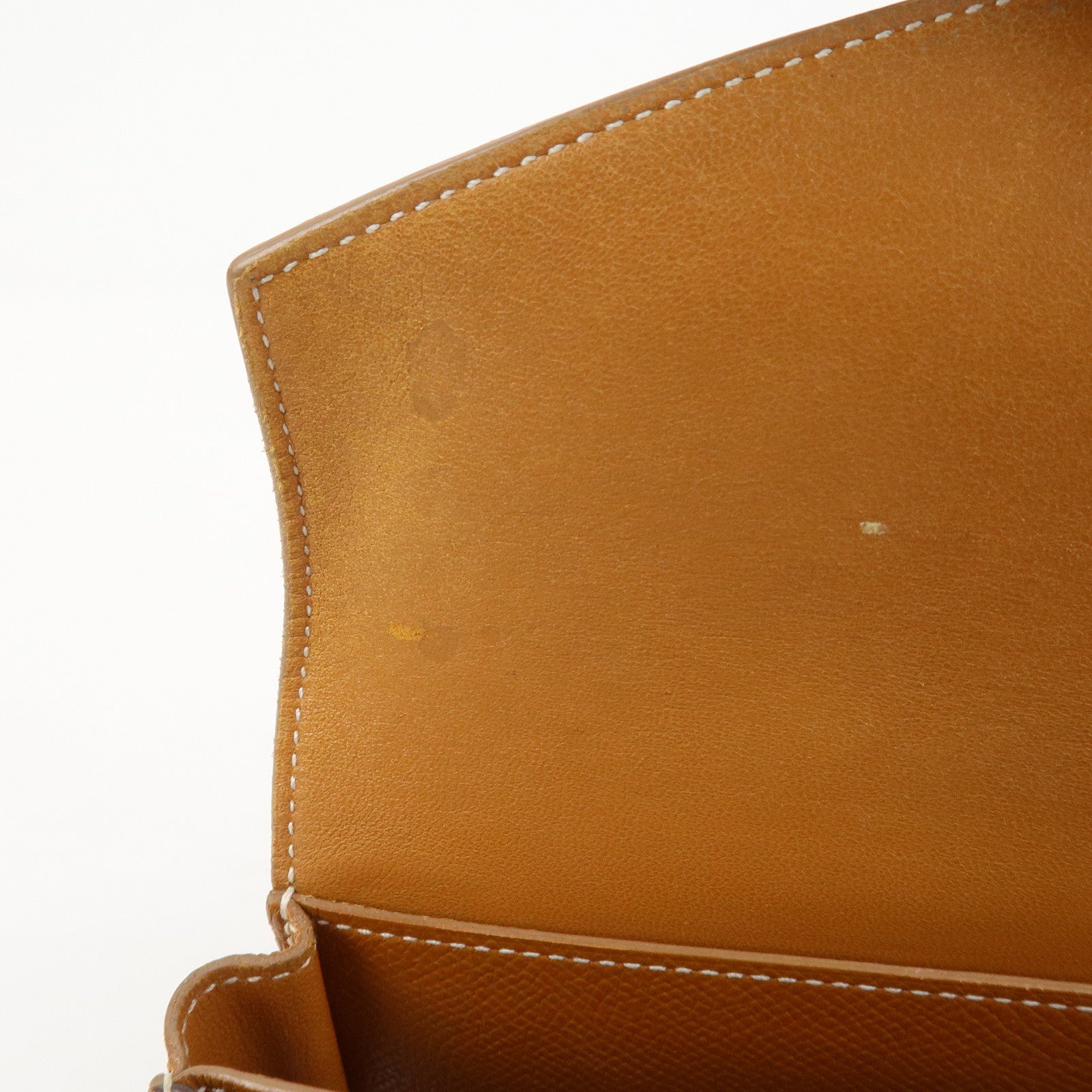 HERMES Logo Leather Passant X Stamped Flap Long Wallet Brown
