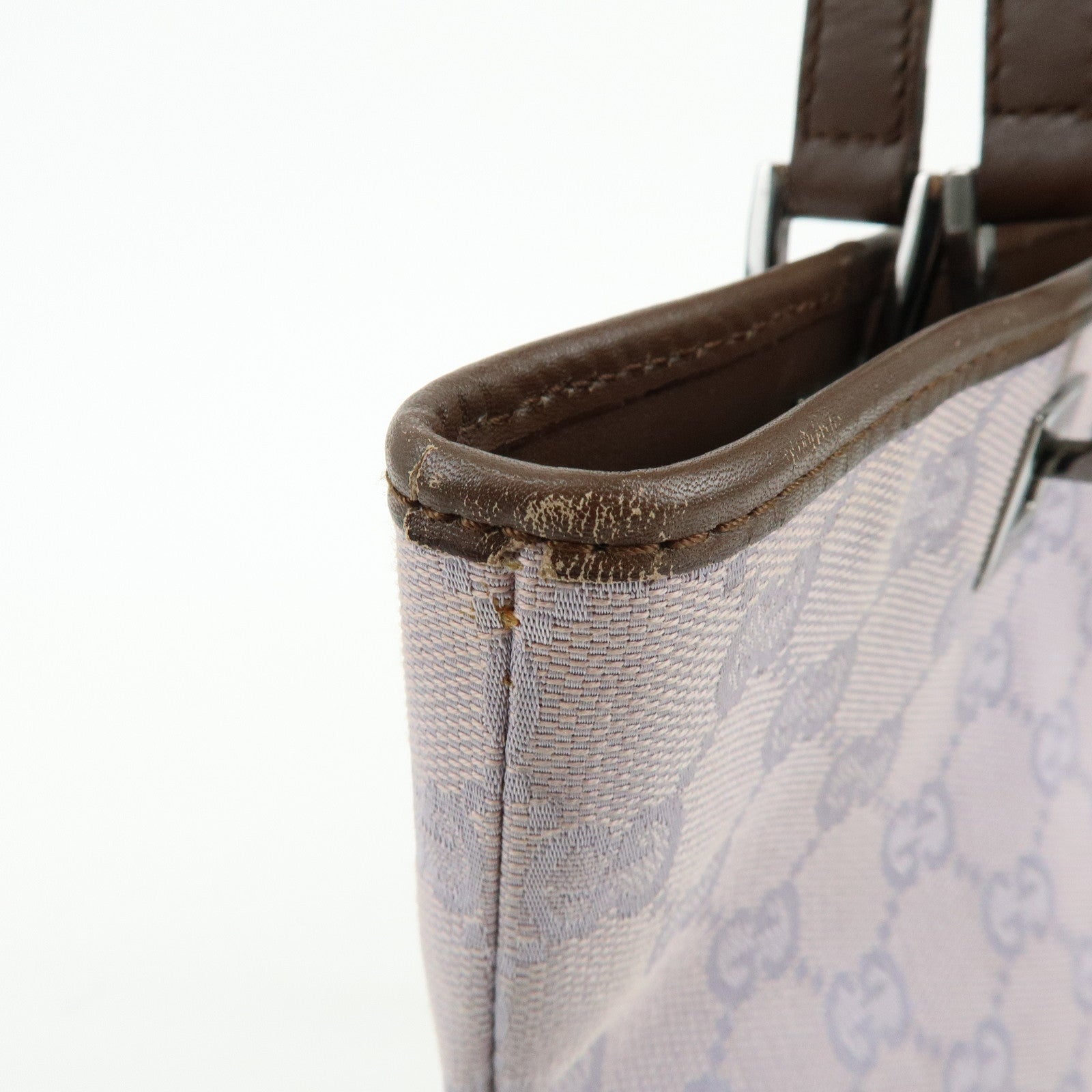 GUCCI GG Canvas Leather Tote Bag Hand Bag Purple 31244